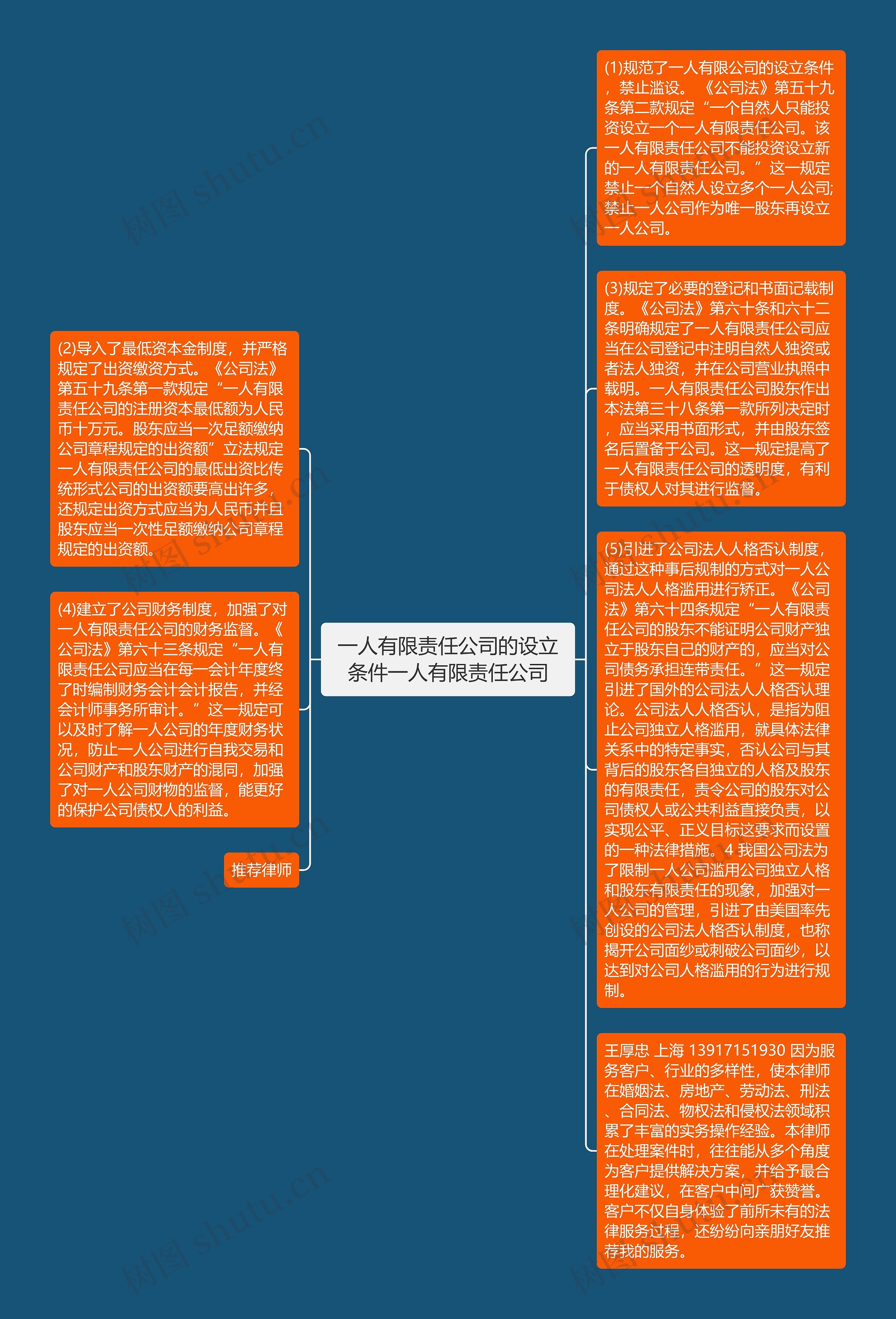 一人有限责任公司的设立条件一人有限责任公司思维导图