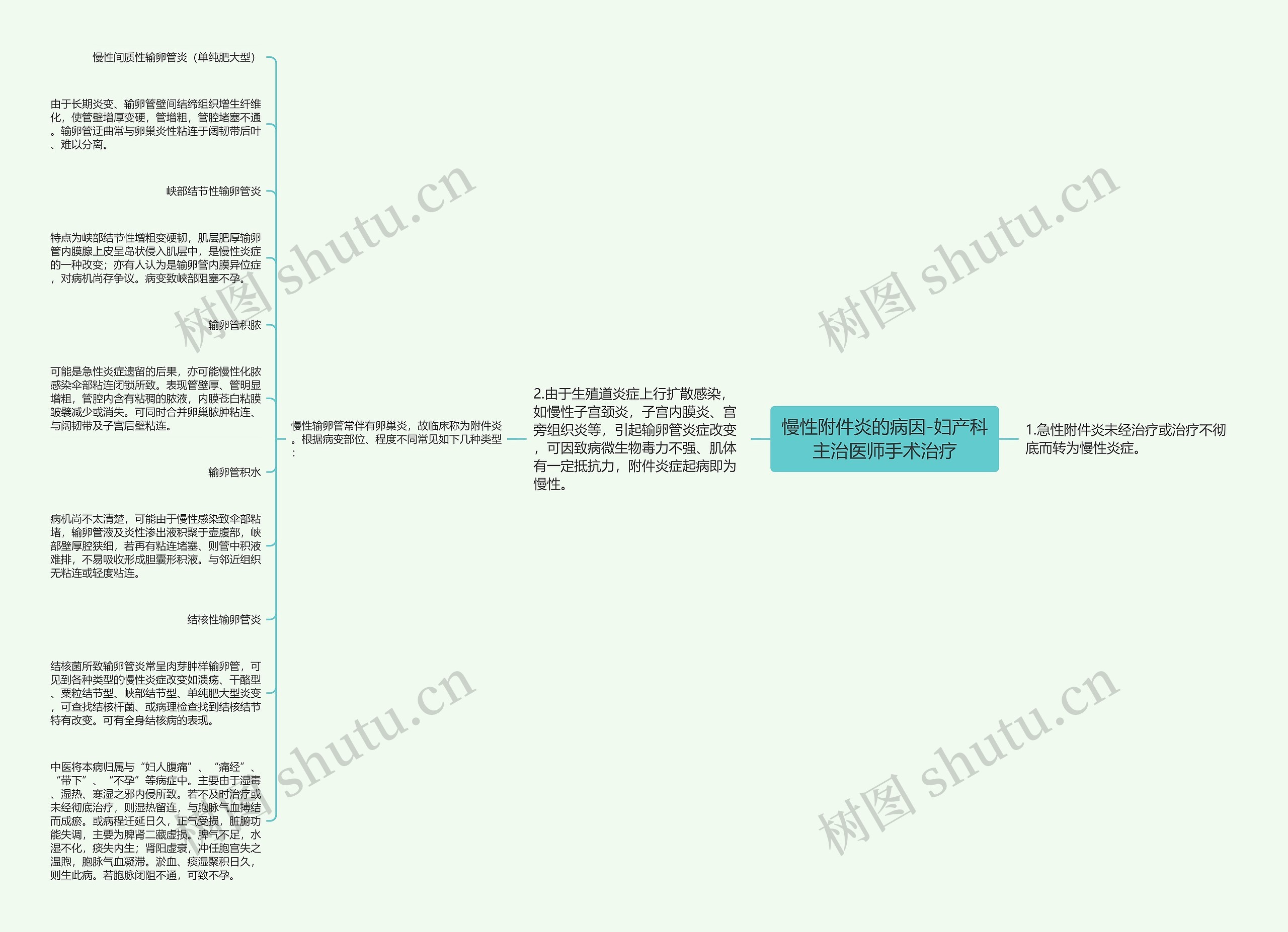 慢性附件炎的病因-妇产科主治医师手术治疗思维导图