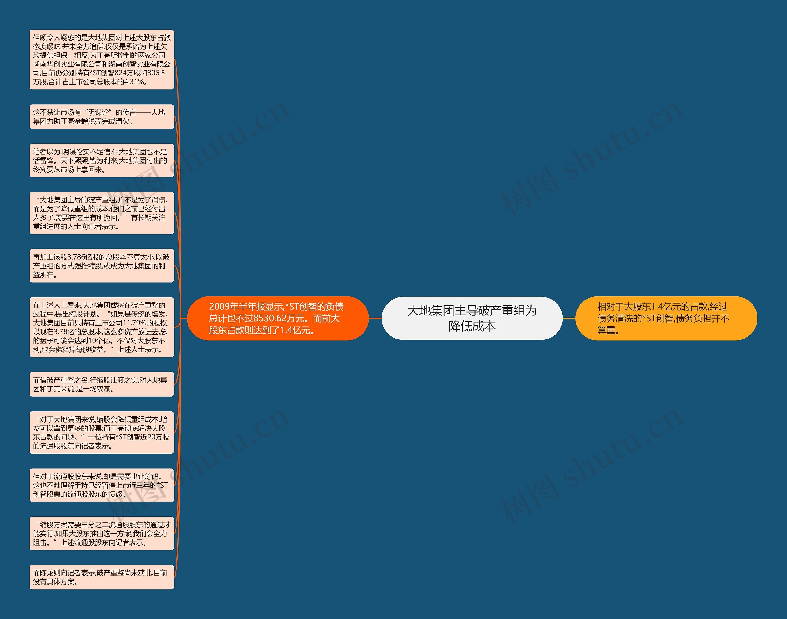 大地集团主导破产重组为降低成本思维导图