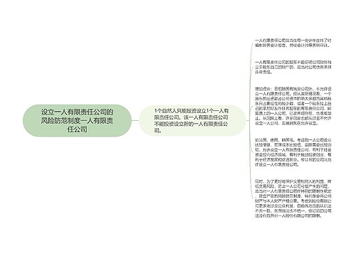 设立一人有限责任公司的风险防范制度一人有限责任公司