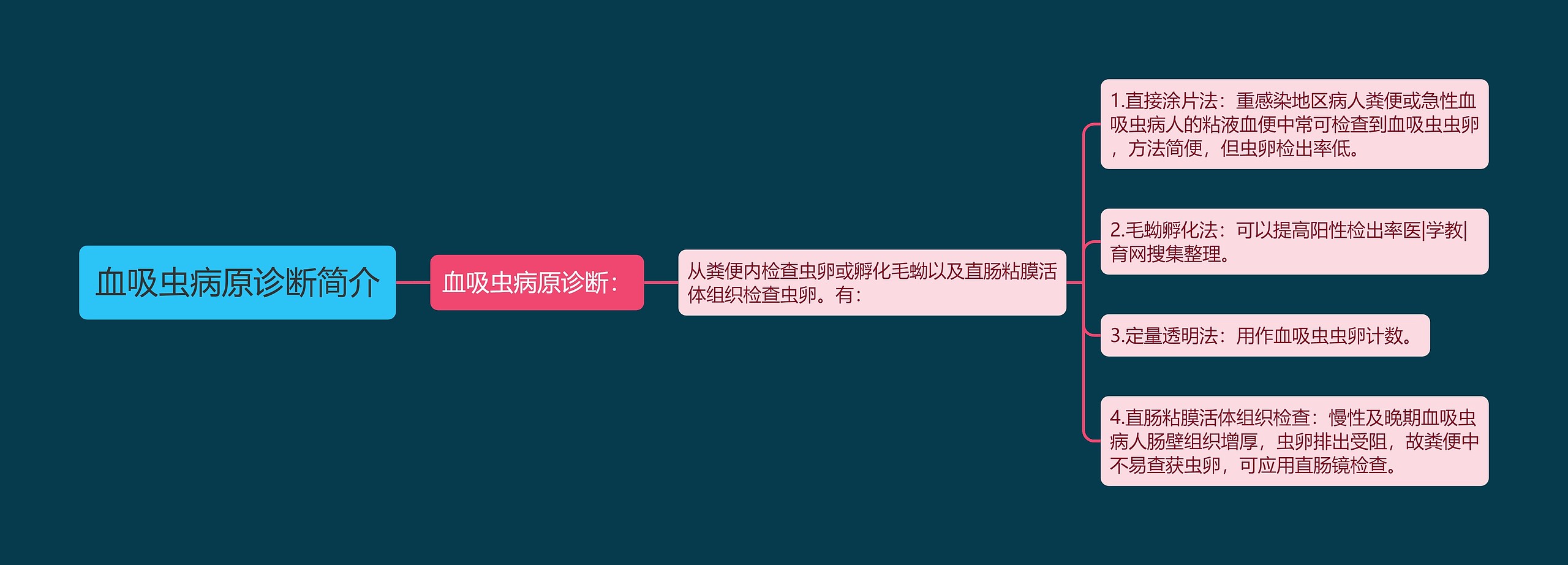 血吸虫病原诊断简介思维导图