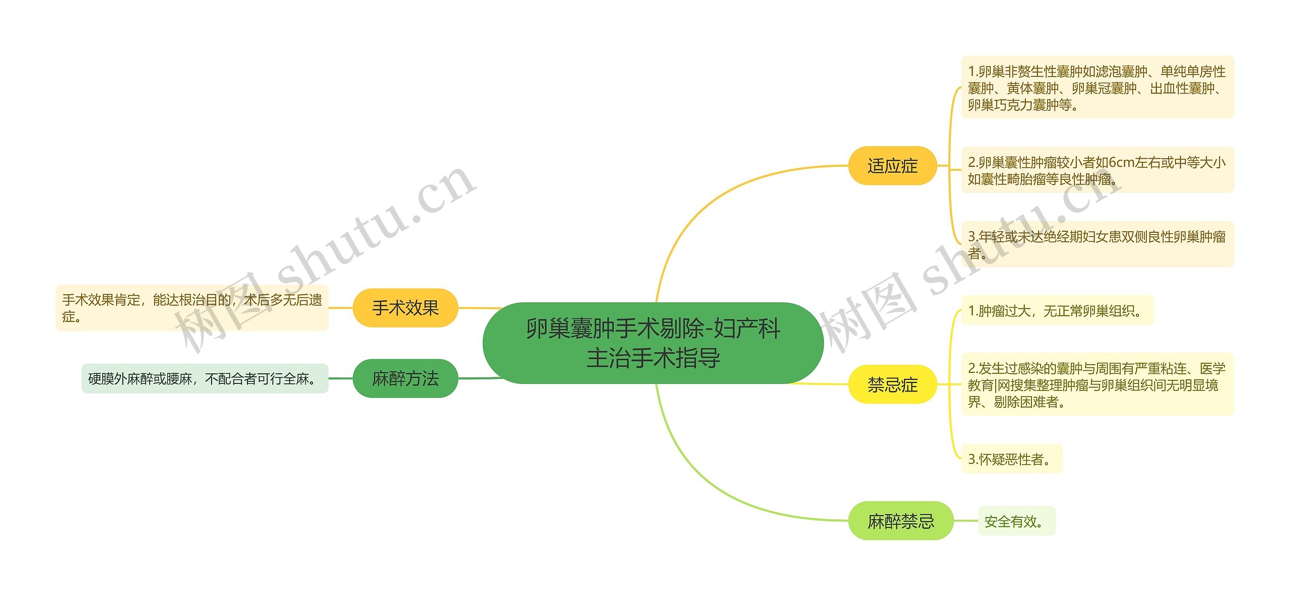 卵巢囊肿手术剔除-妇产科主治手术指导思维导图