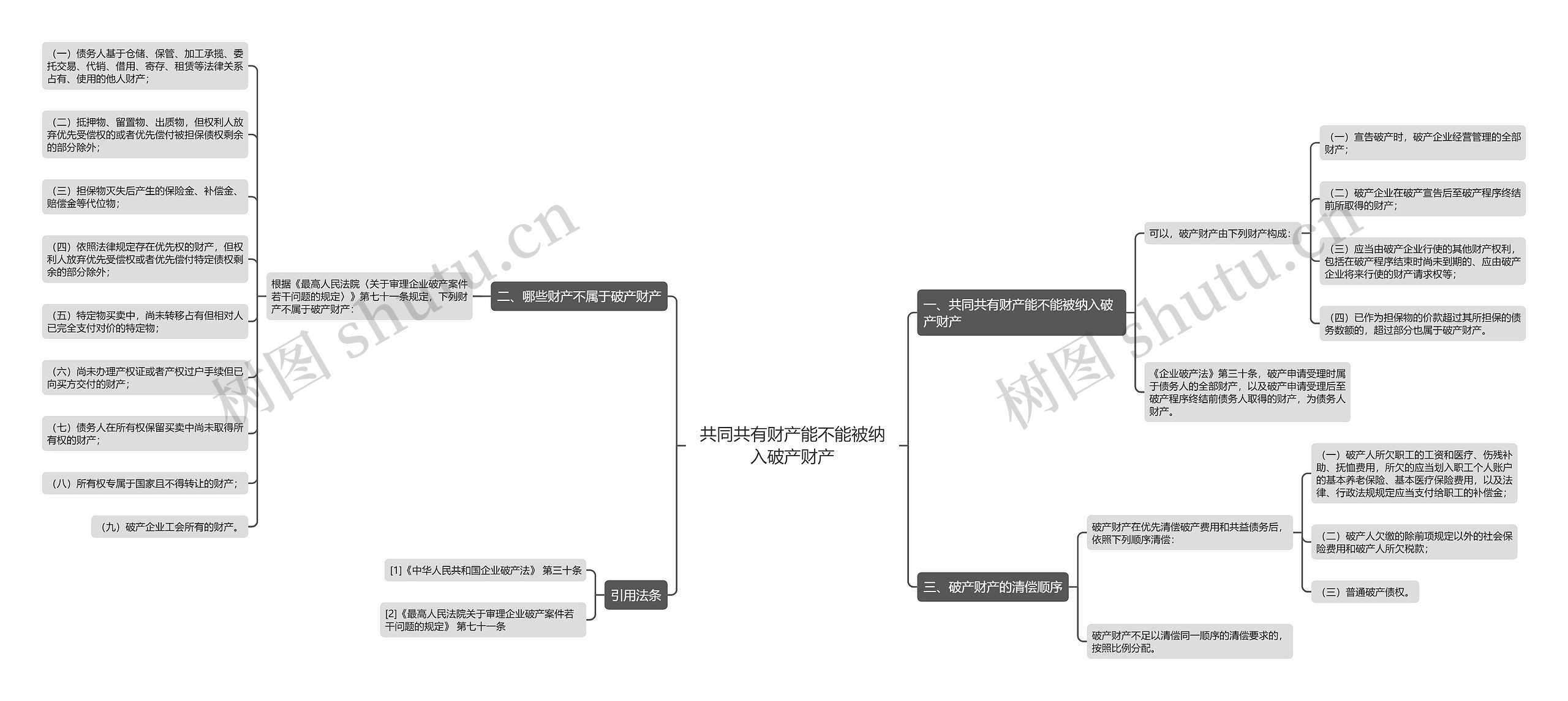 共同共有财产能不能被纳入破产财产思维导图