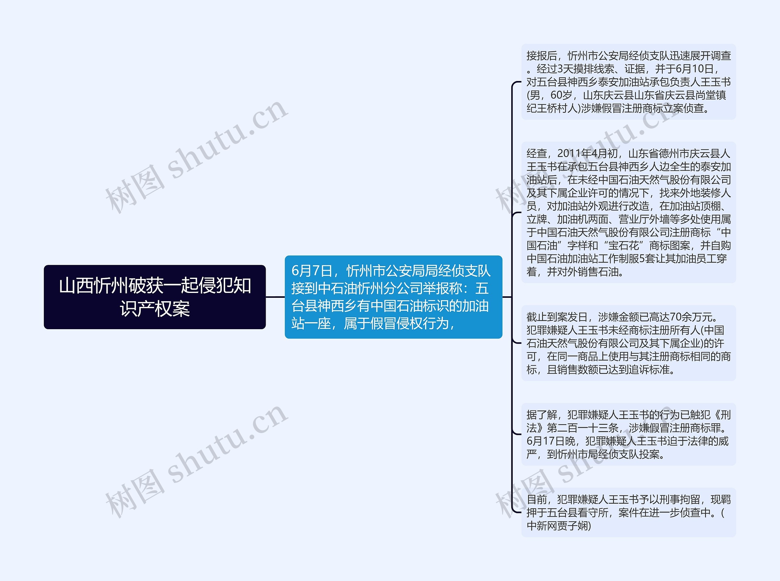 山西忻州破获一起侵犯知识产权案思维导图