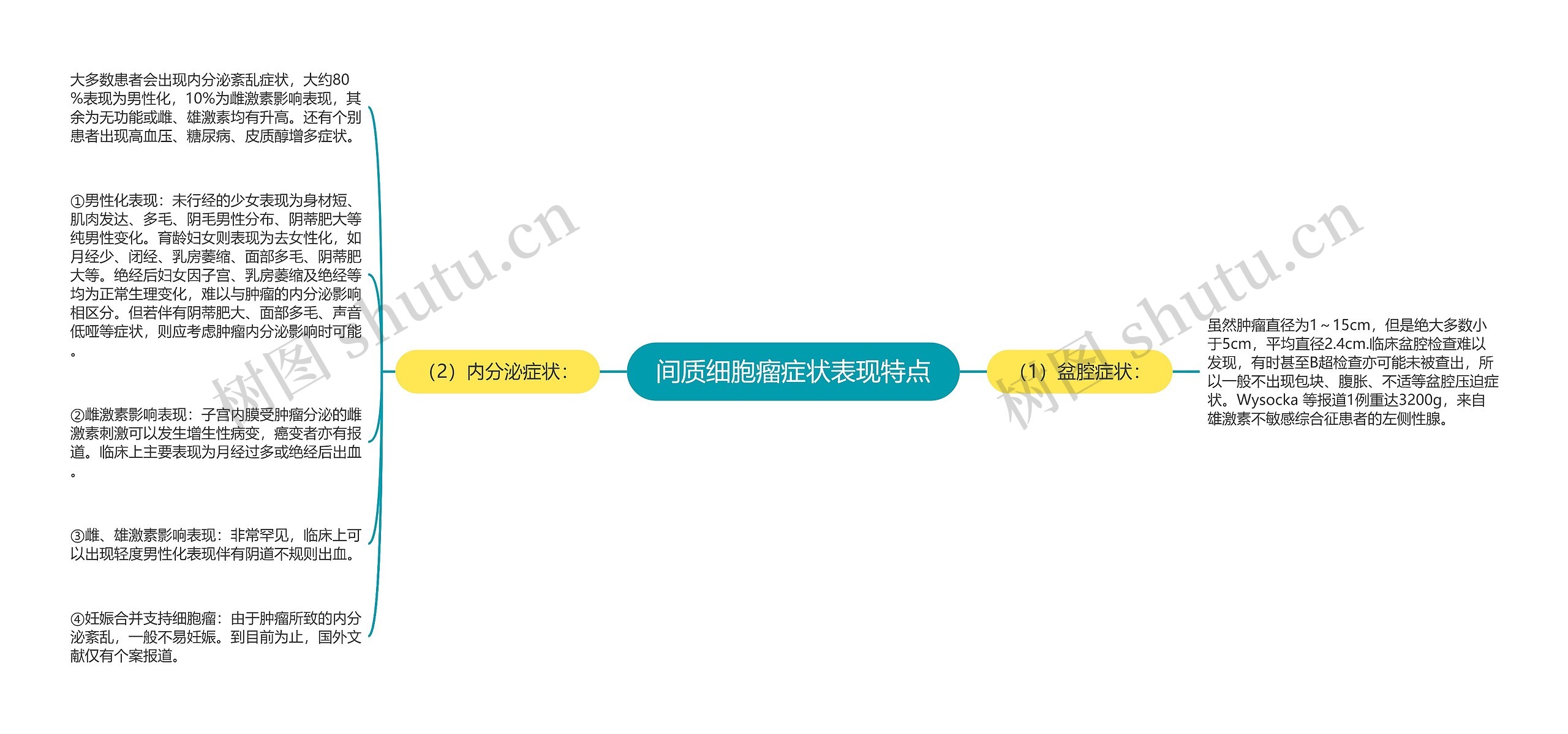 间质细胞瘤症状表现特点思维导图