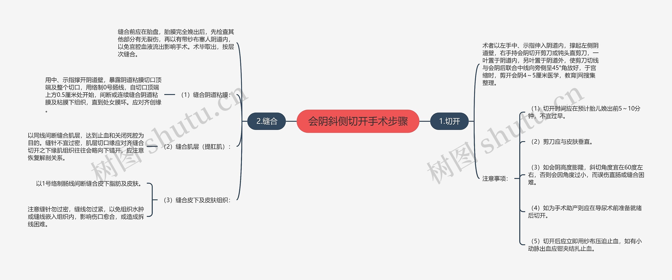 会阴斜侧切开手术步骤思维导图