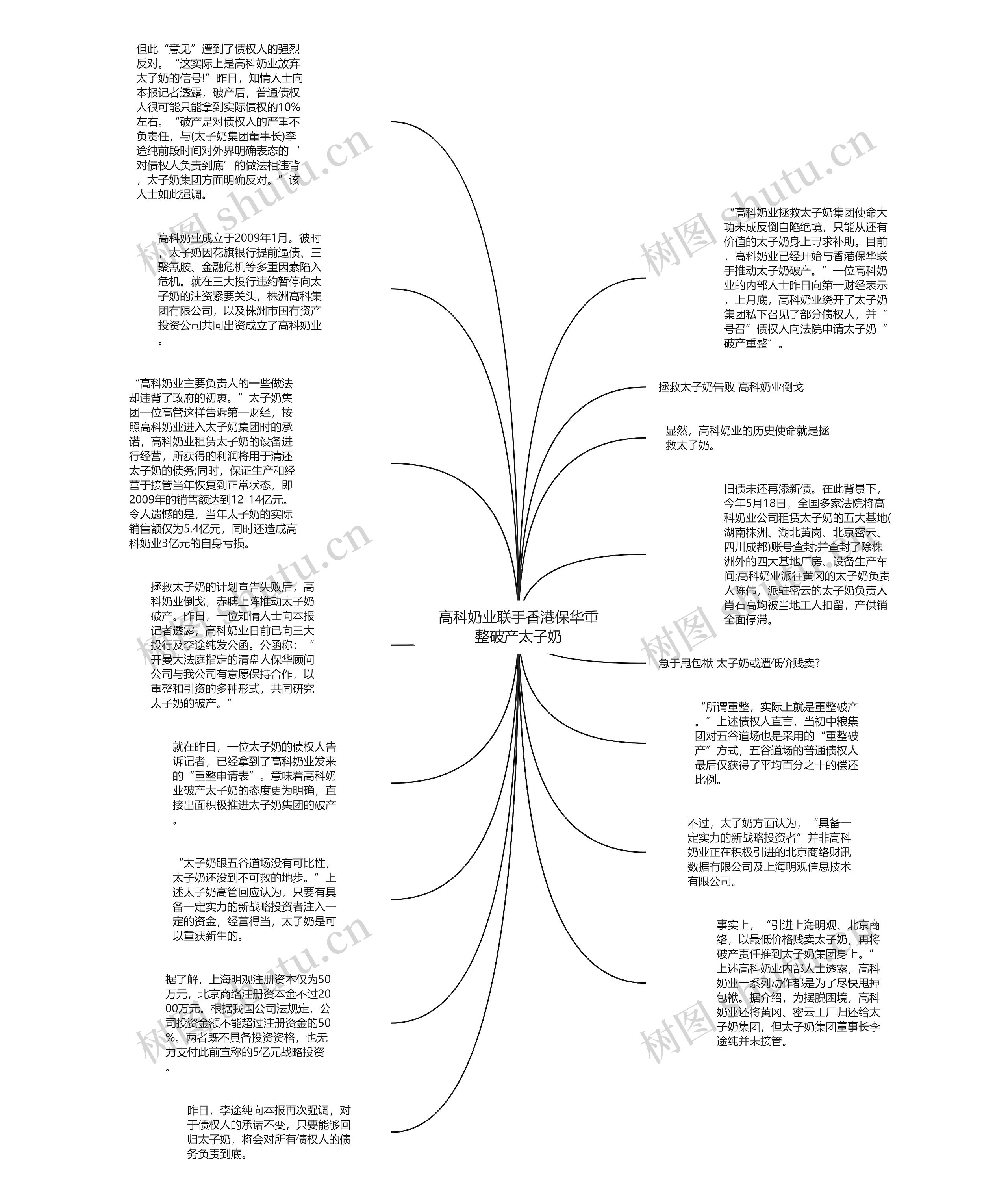 高科奶业联手香港保华重整破产太子奶思维导图