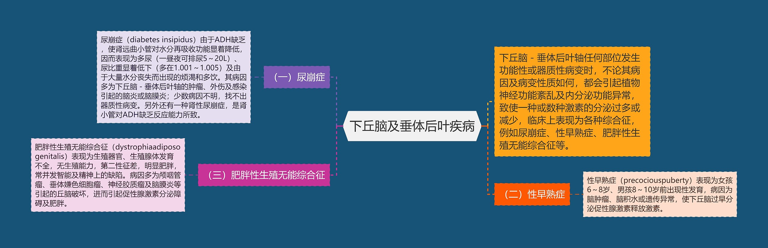 下丘脑及垂体后叶疾病思维导图