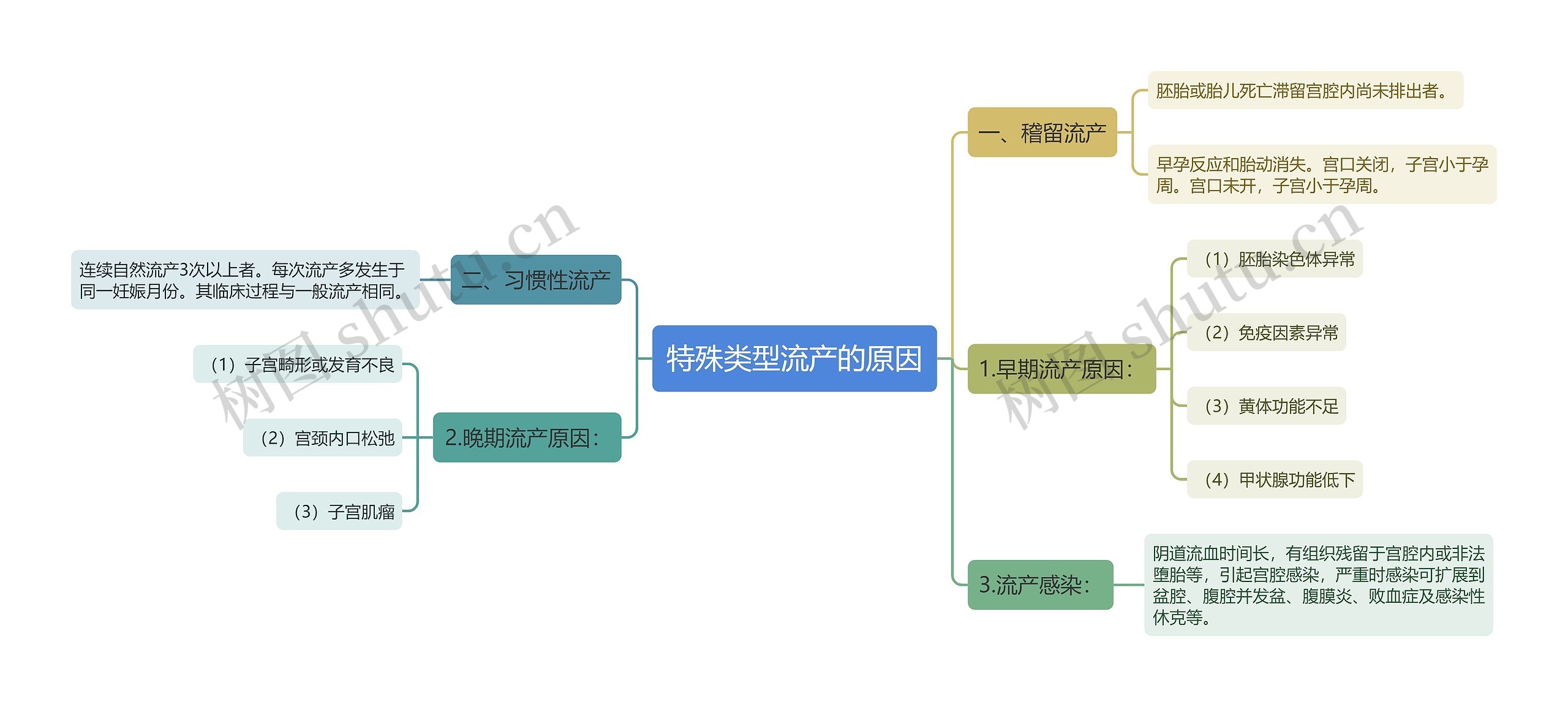 特殊类型流产的原因思维导图