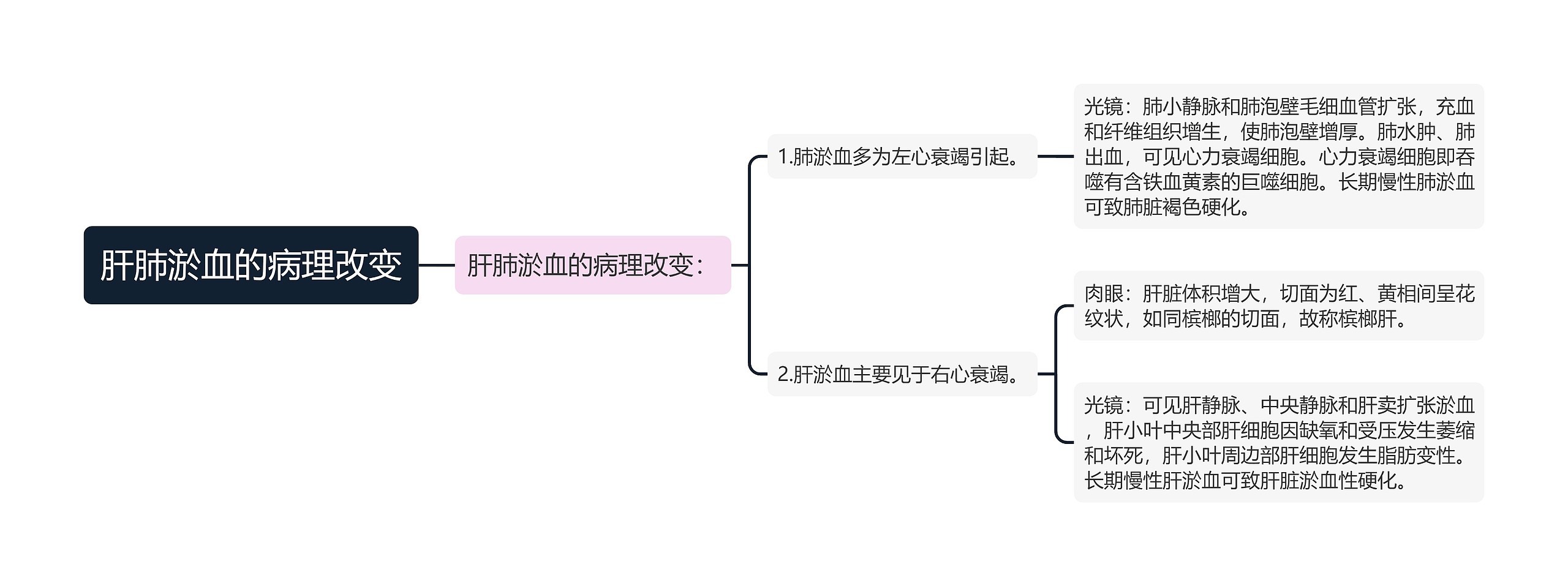 肝肺淤血的病理改变思维导图