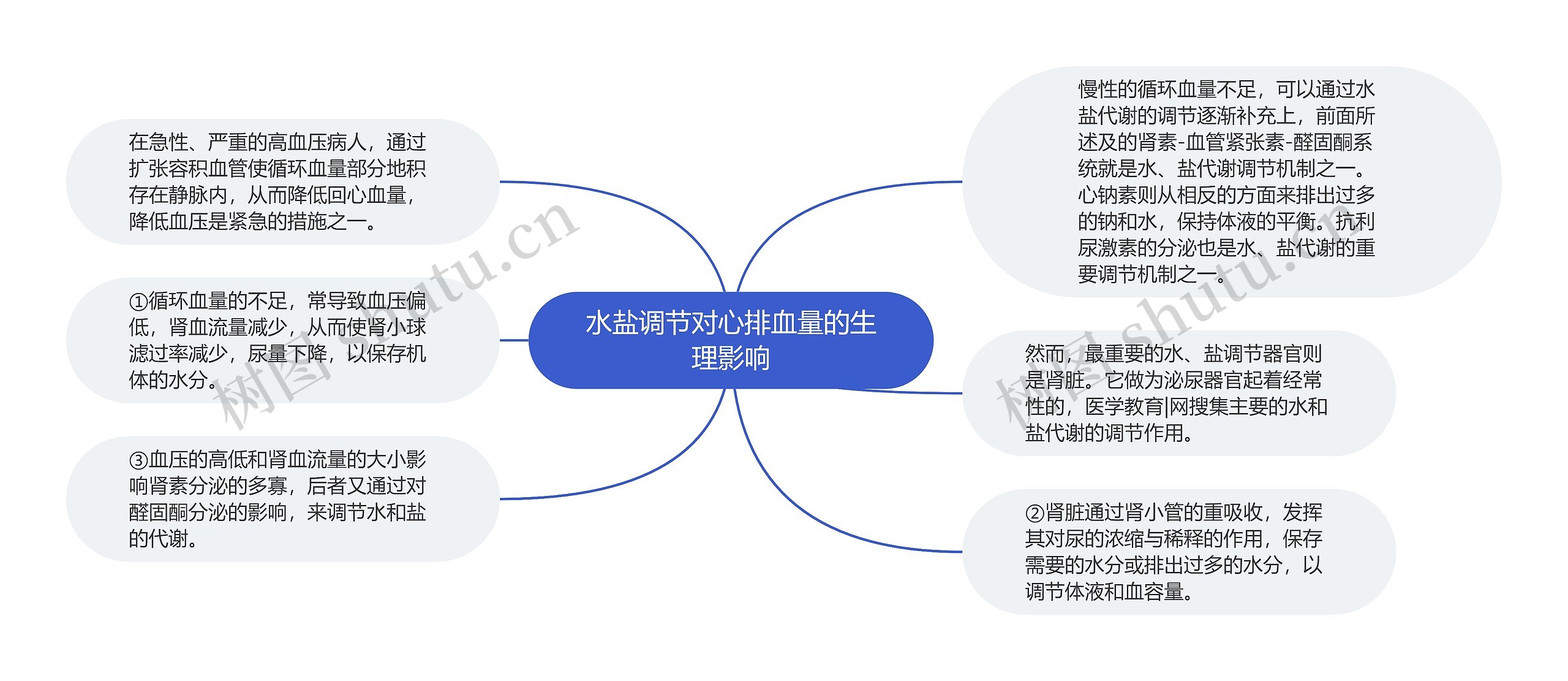 水盐调节对心排血量的生理影响思维导图