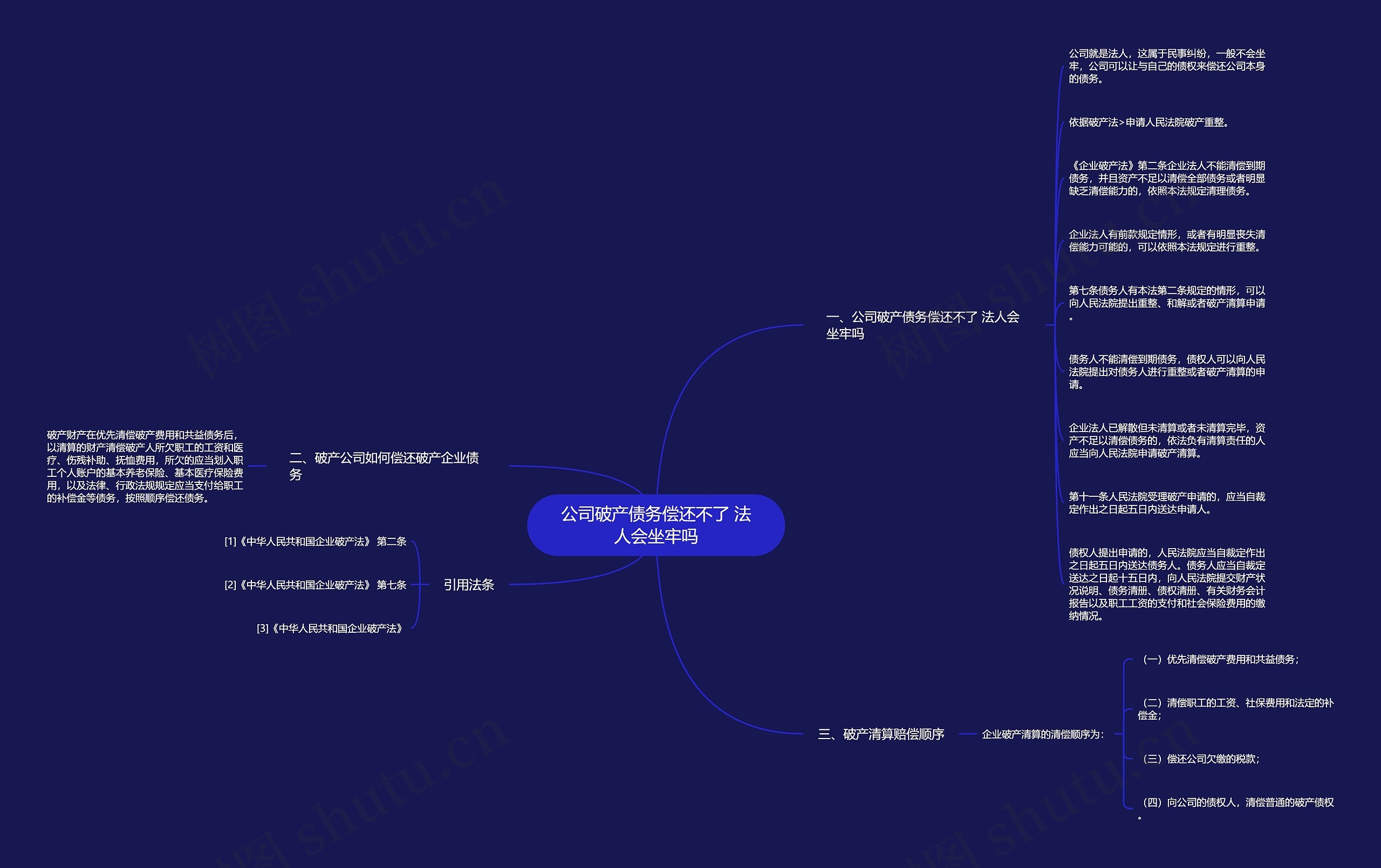 公司破产债务偿还不了 法人会坐牢吗思维导图