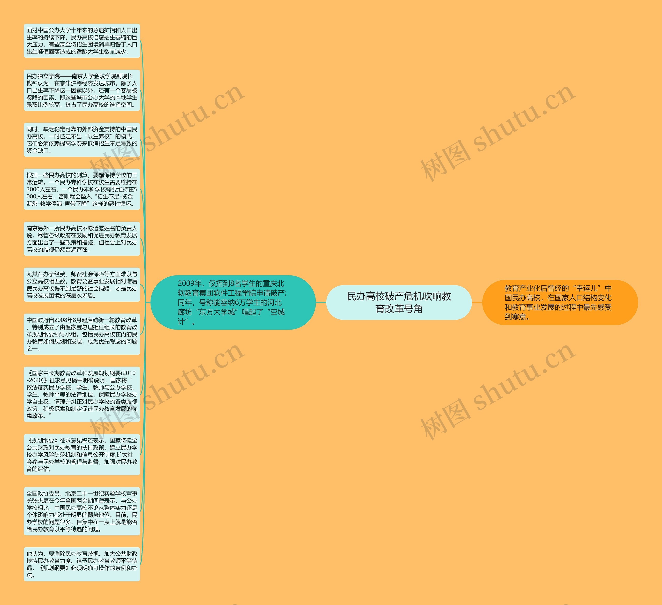 民办高校破产危机吹响教育改革号角思维导图