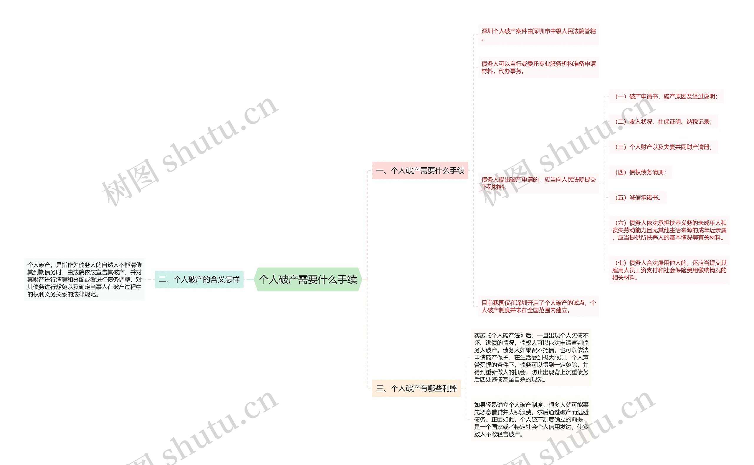 个人破产需要什么手续思维导图