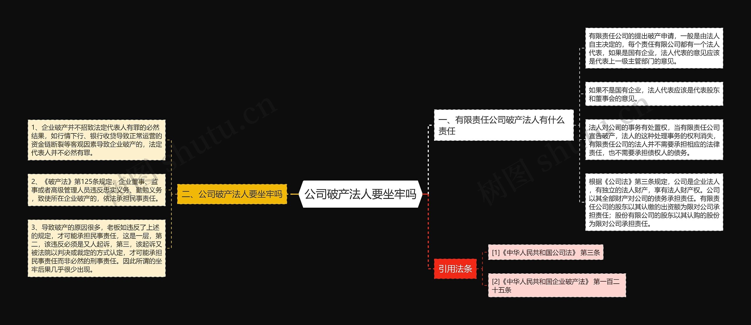 公司破产法人要坐牢吗思维导图