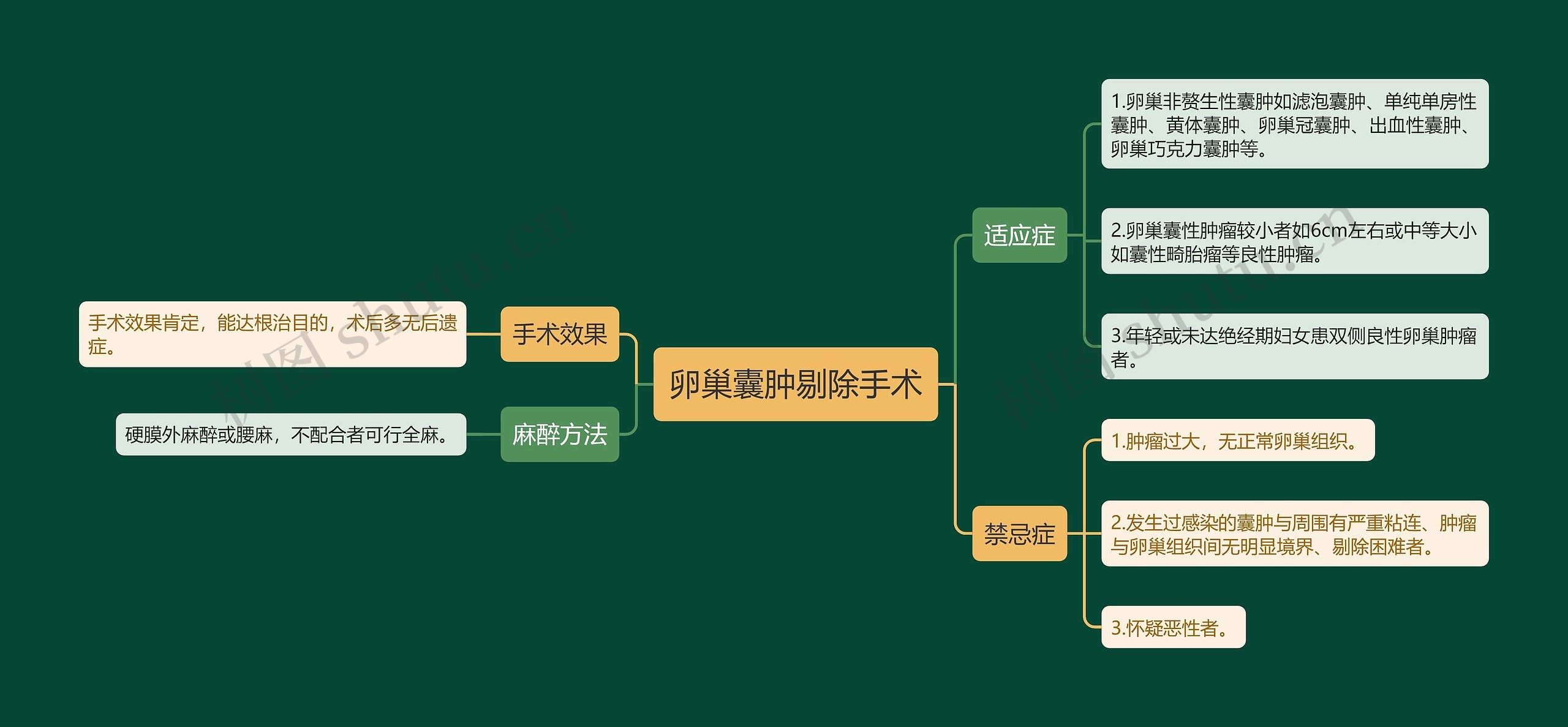 卵巢囊肿剔除手术思维导图