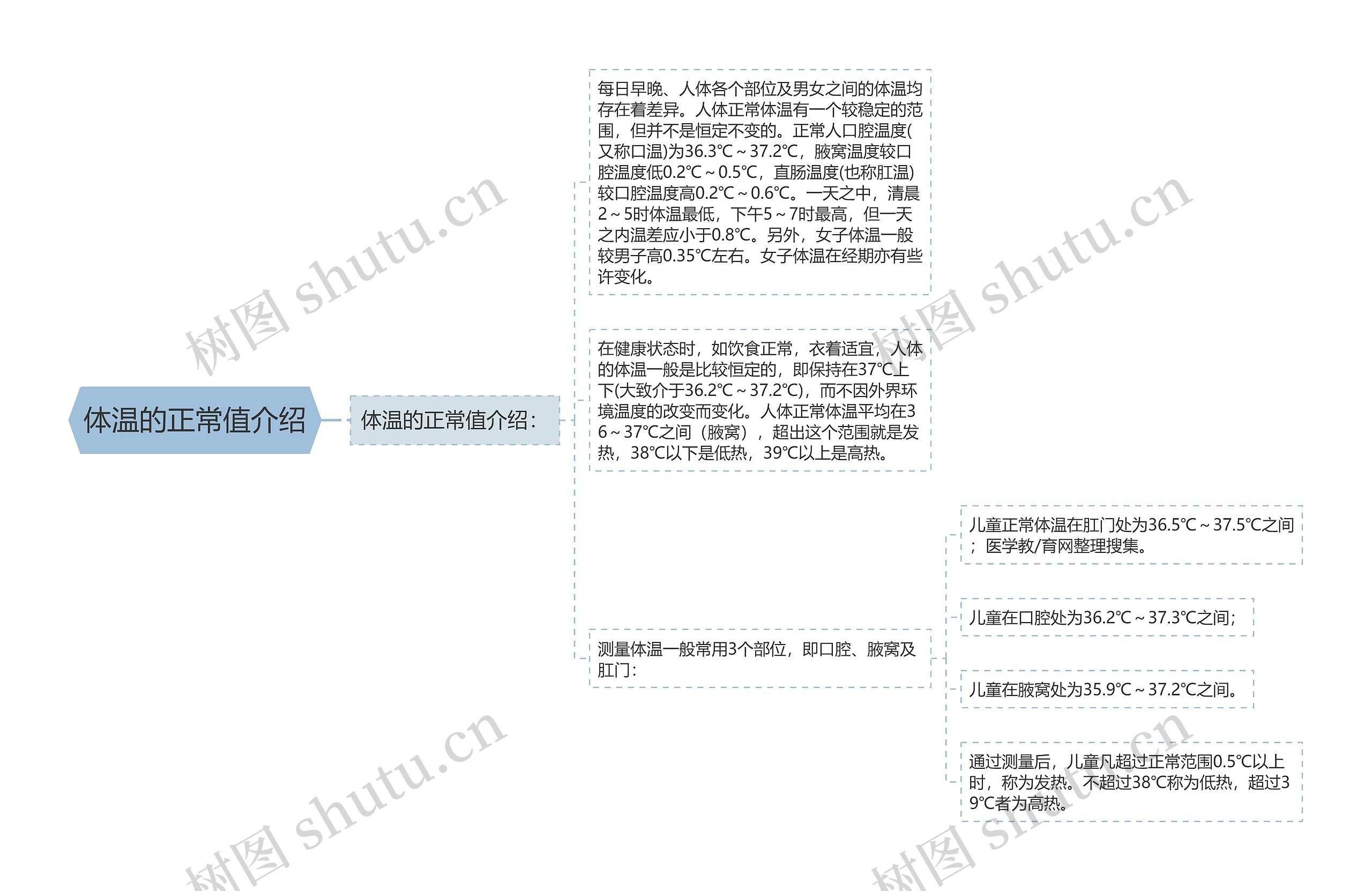 体温的正常值介绍思维导图