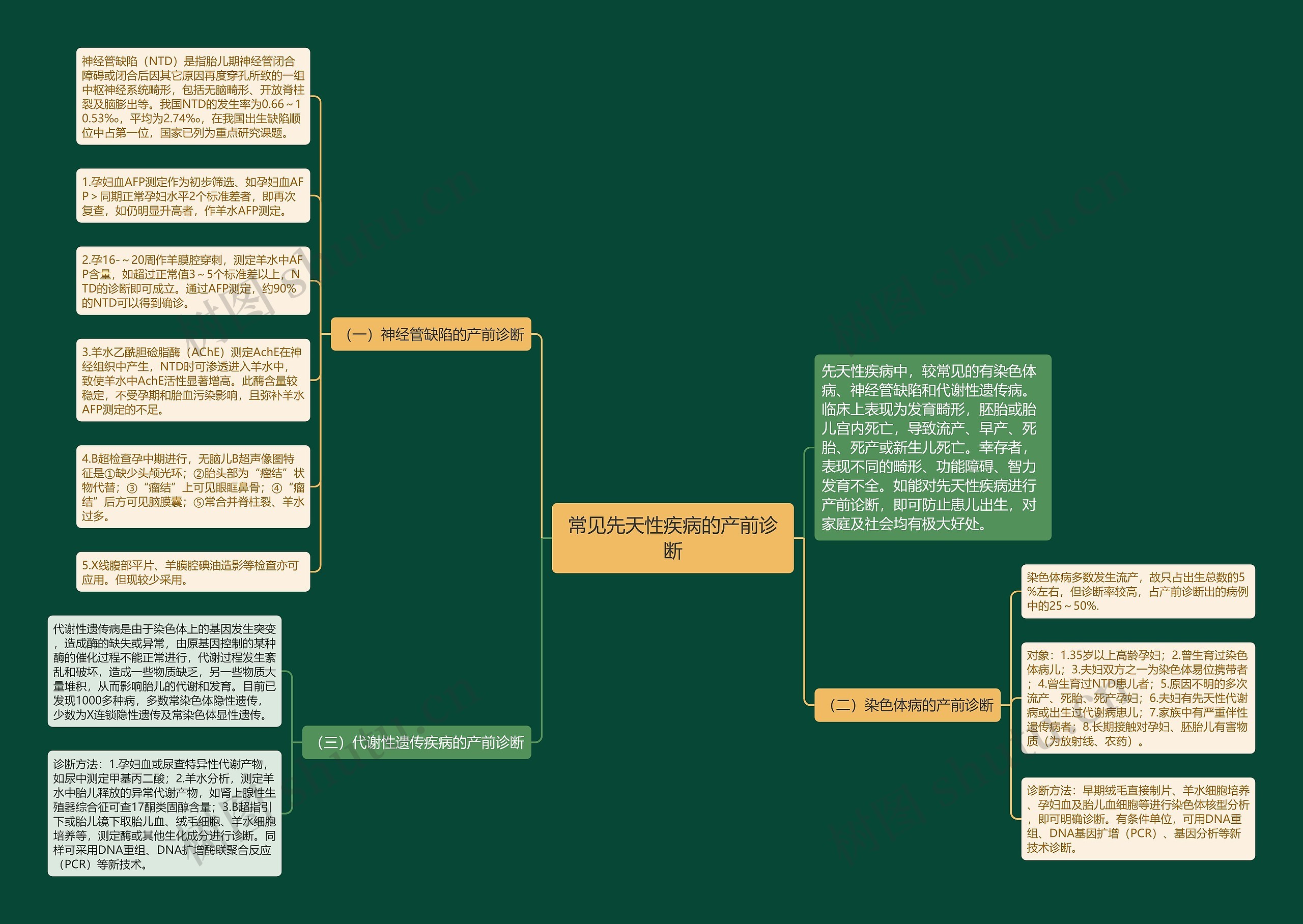 常见先天性疾病的产前诊断思维导图