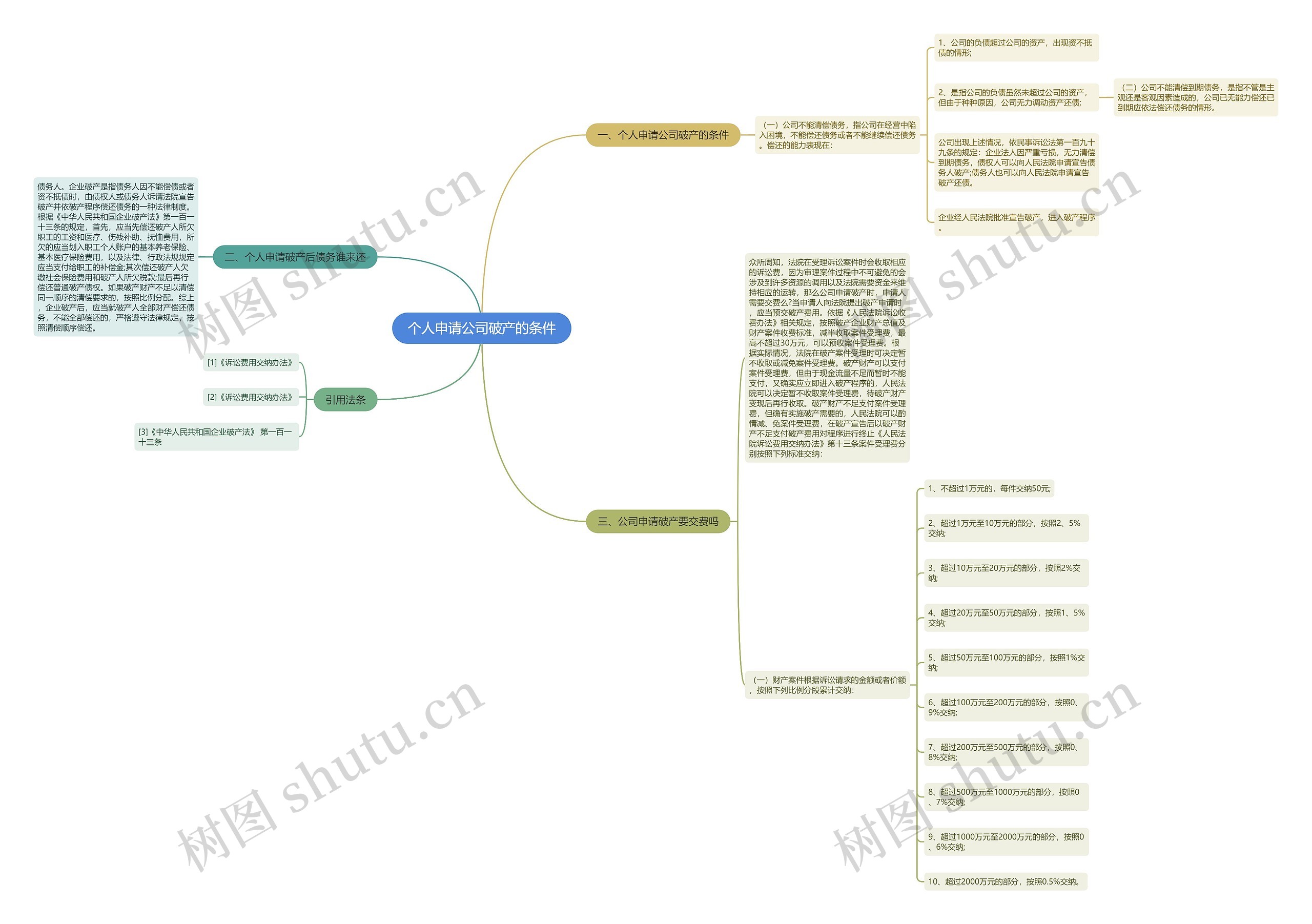 个人申请公司破产的条件思维导图