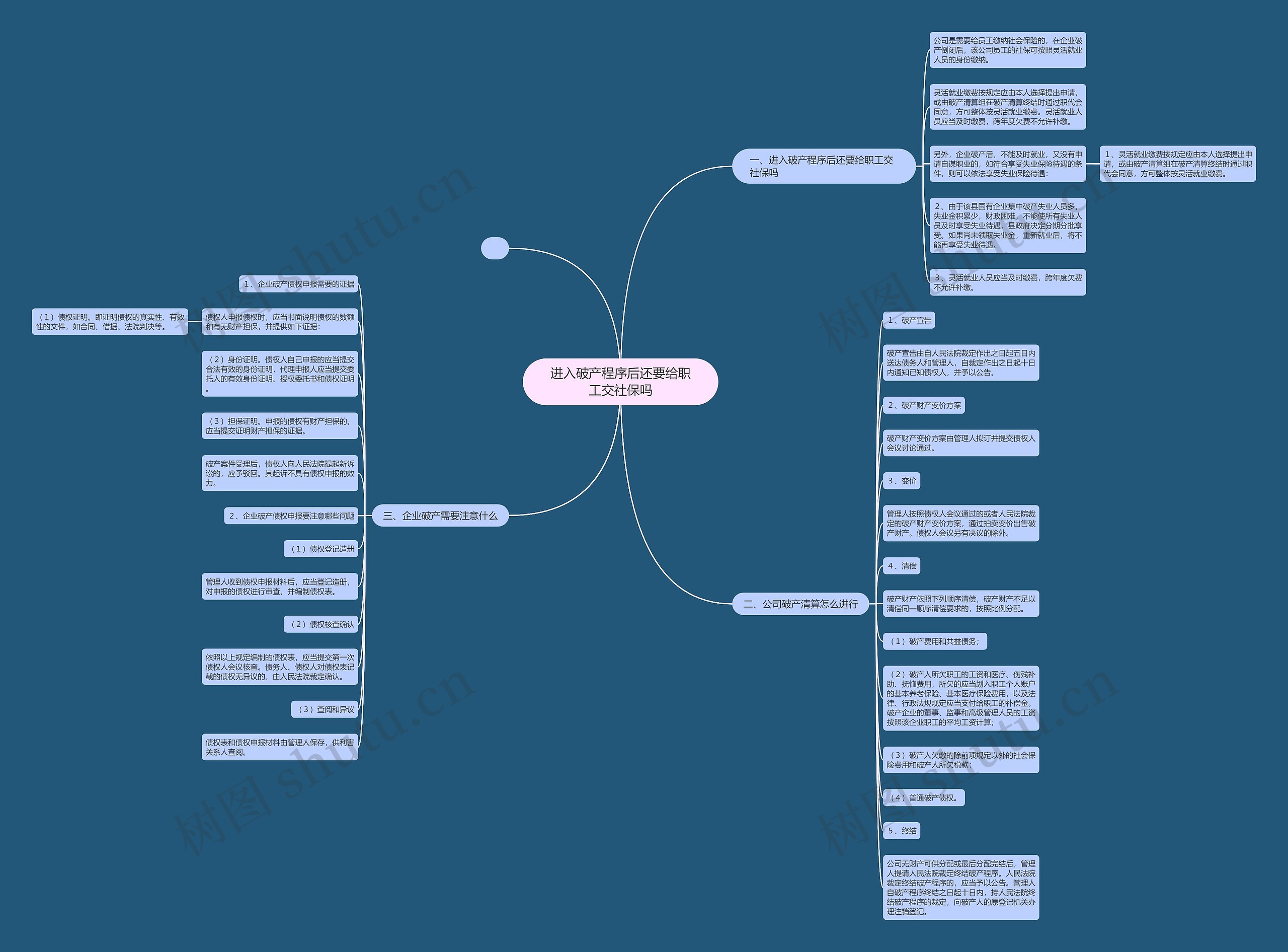 进入破产程序后还要给职工交社保吗思维导图