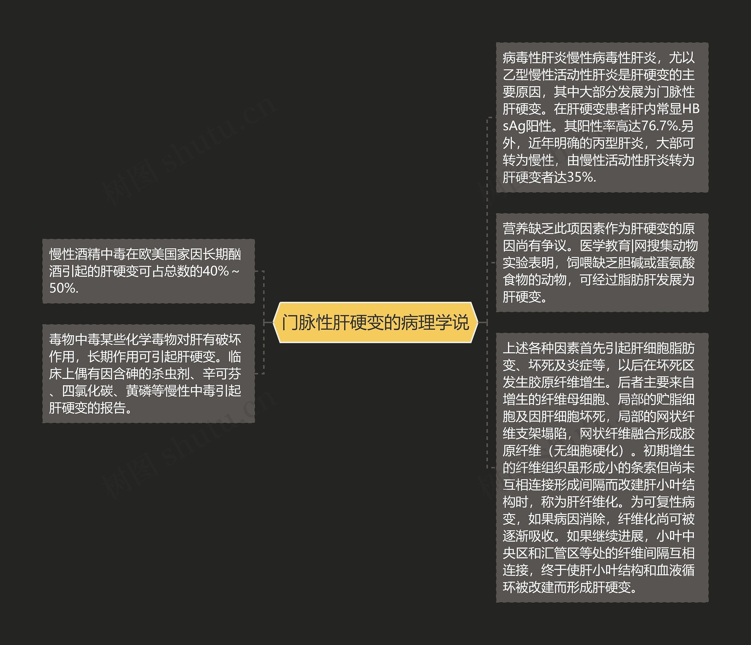 门脉性肝硬变的病理学说思维导图