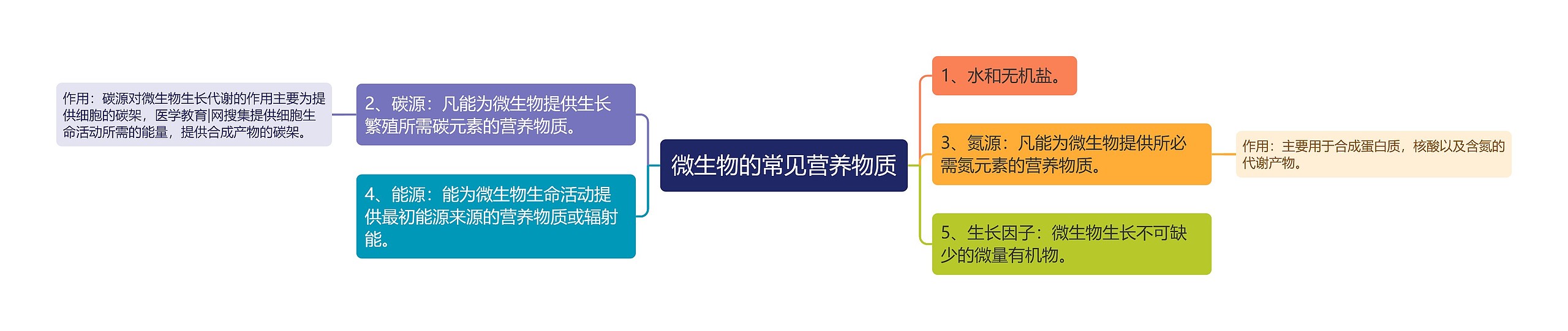 微生物的常见营养物质思维导图