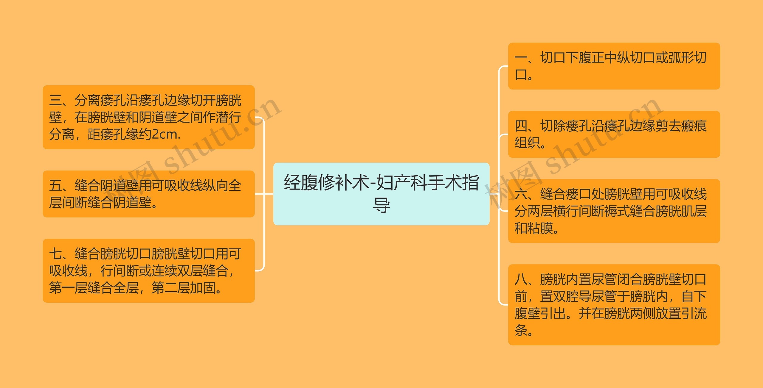 经腹修补术-妇产科手术指导思维导图