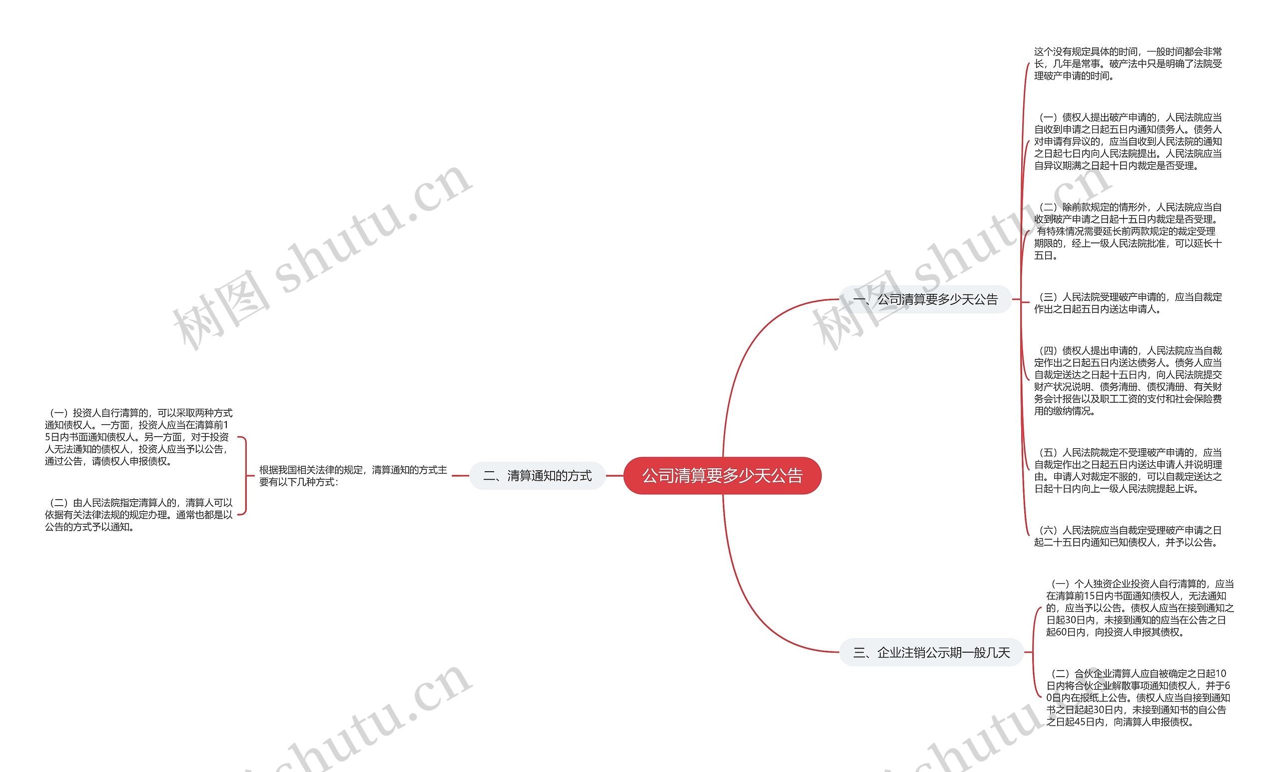 公司清算要多少天公告思维导图