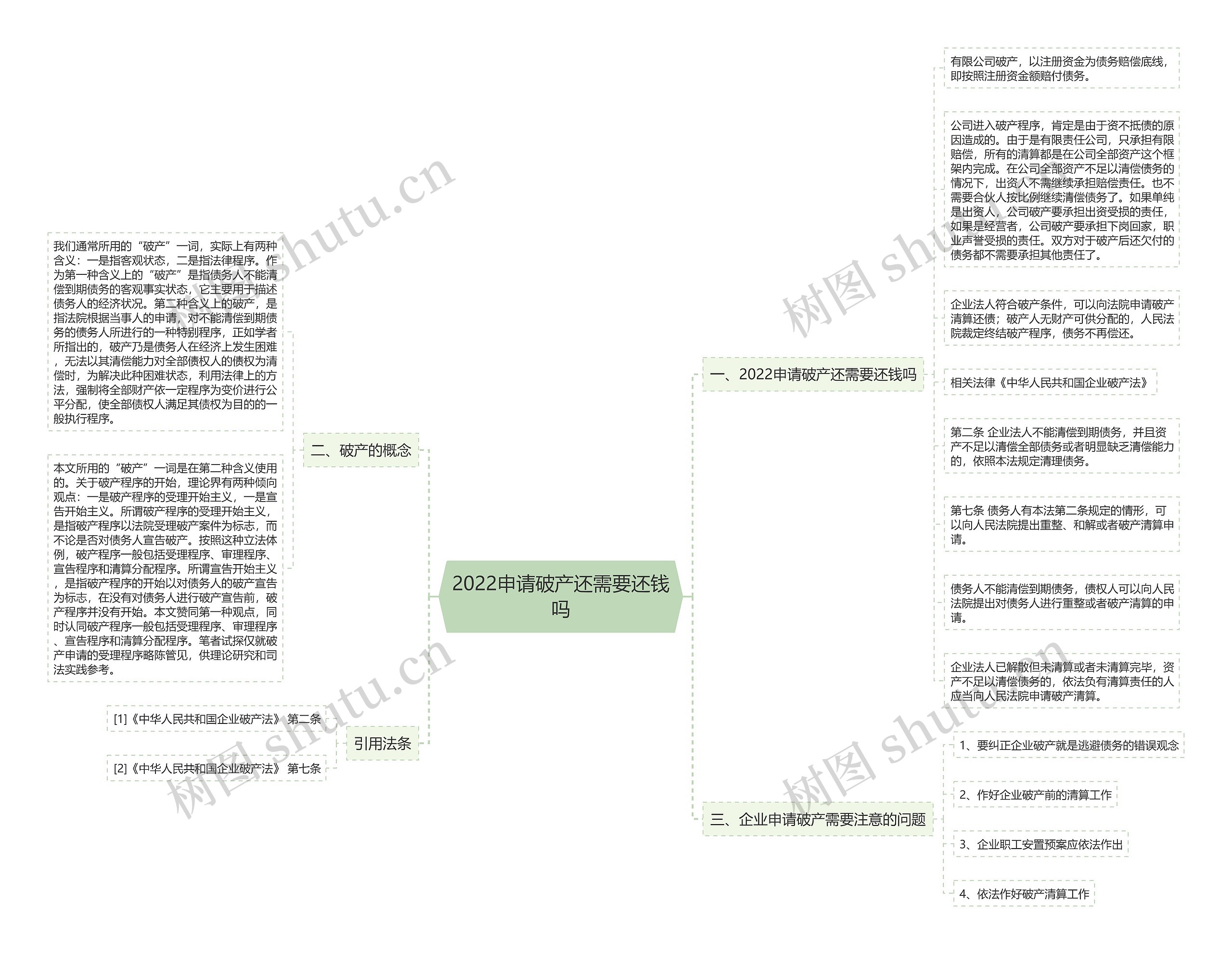 2022申请破产还需要还钱吗思维导图