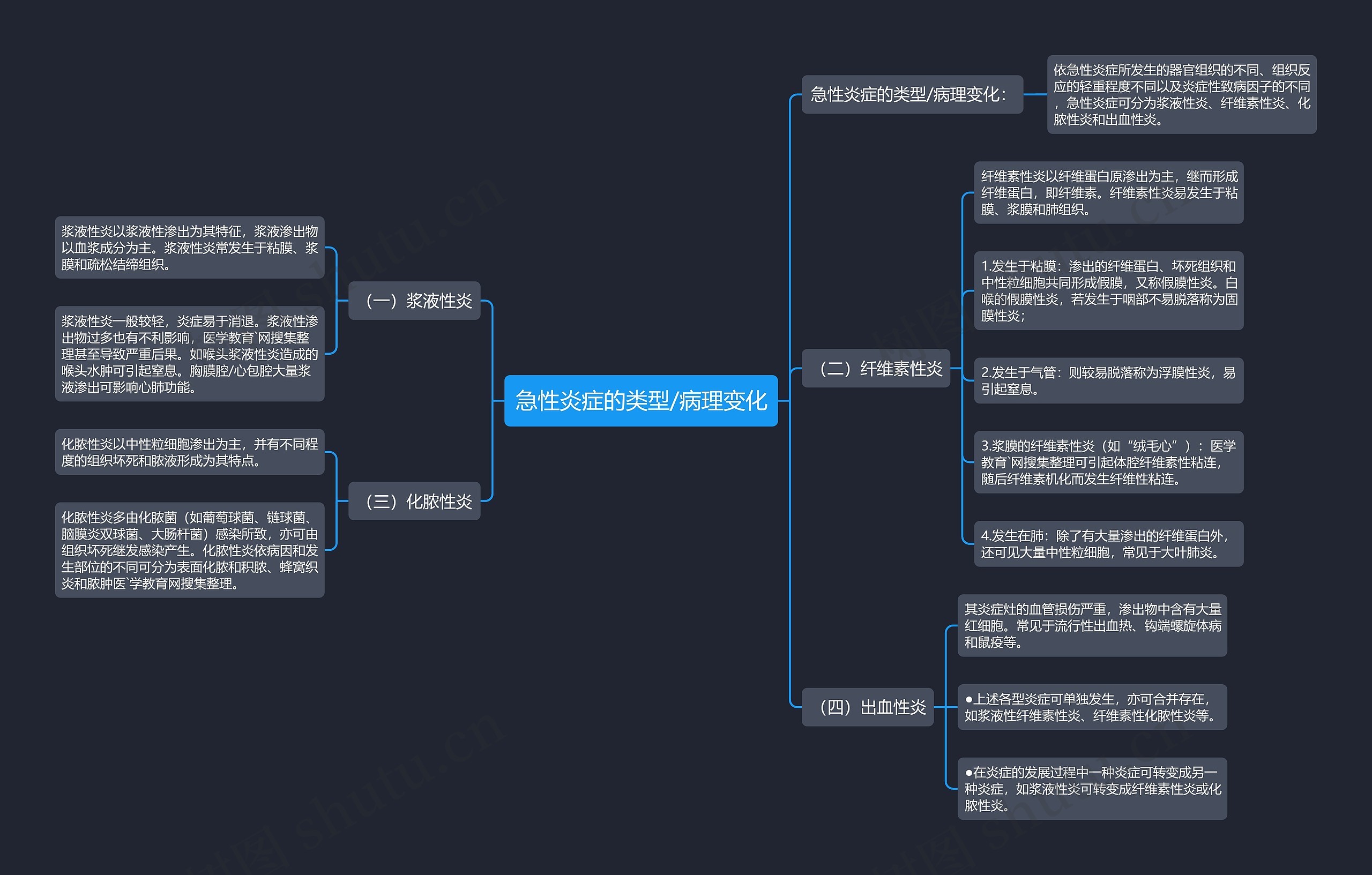 急性炎症的类型/病理变化