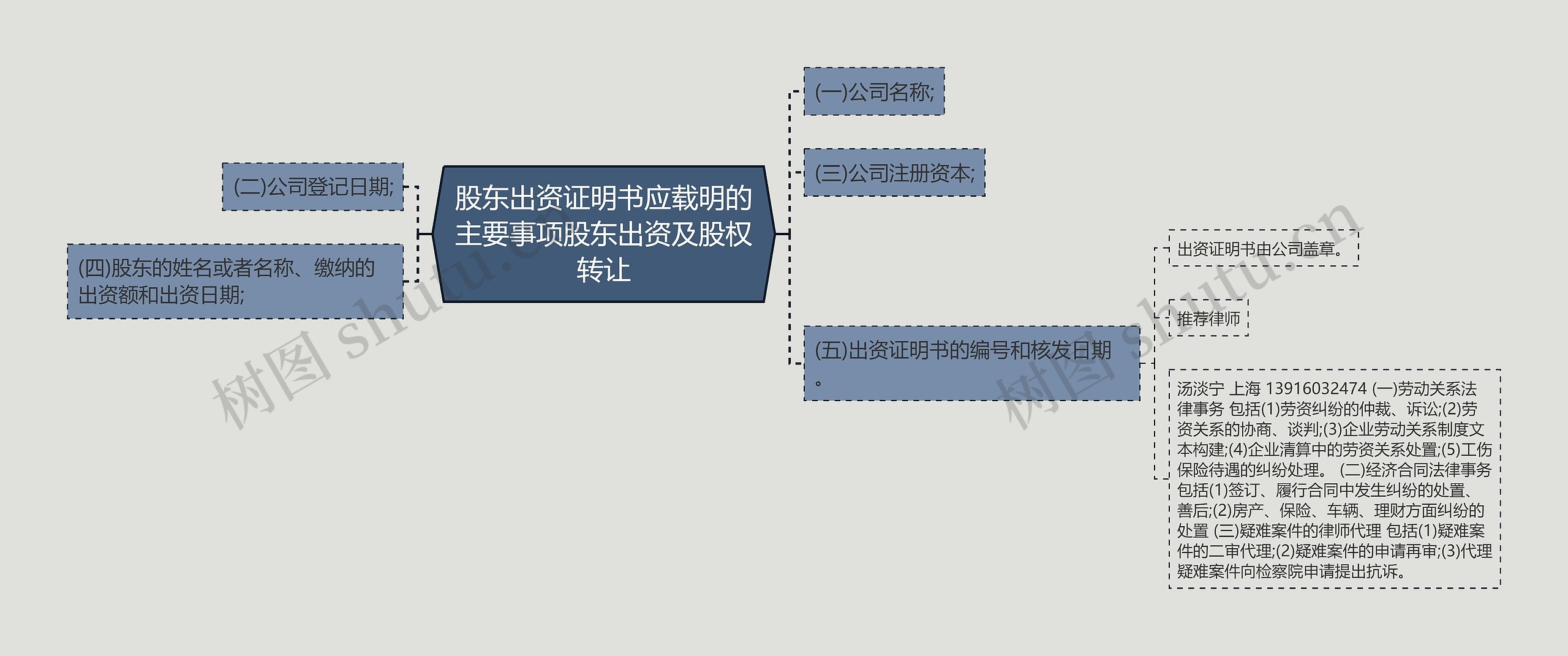 股东出资证明书应载明的主要事项股东出资及股权转让思维导图