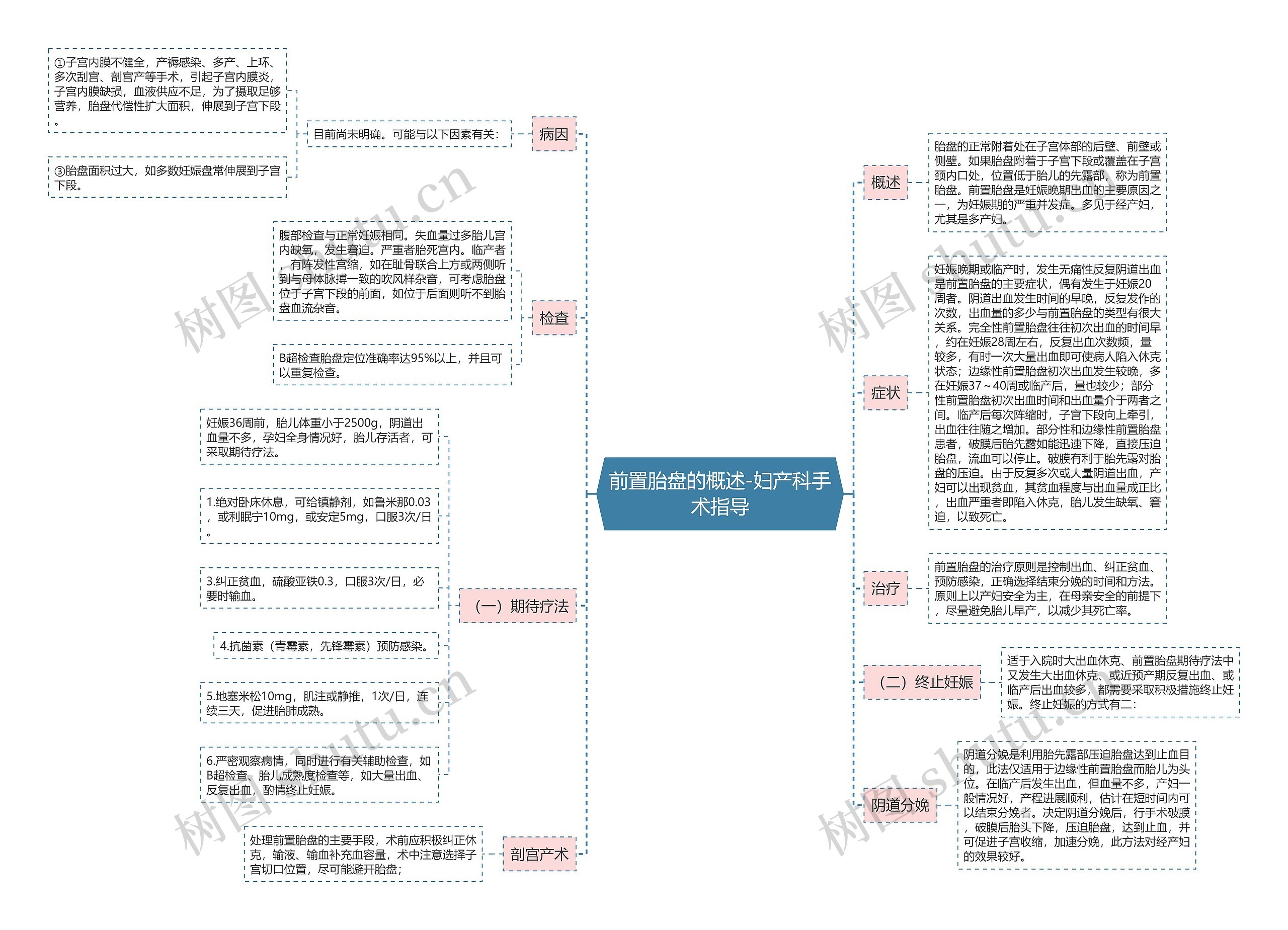 前置胎盘的概述-妇产科手术指导思维导图