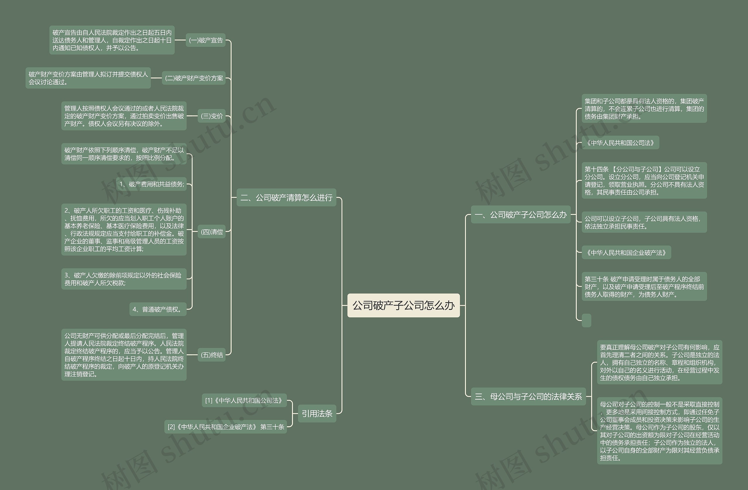 公司破产子公司怎么办思维导图