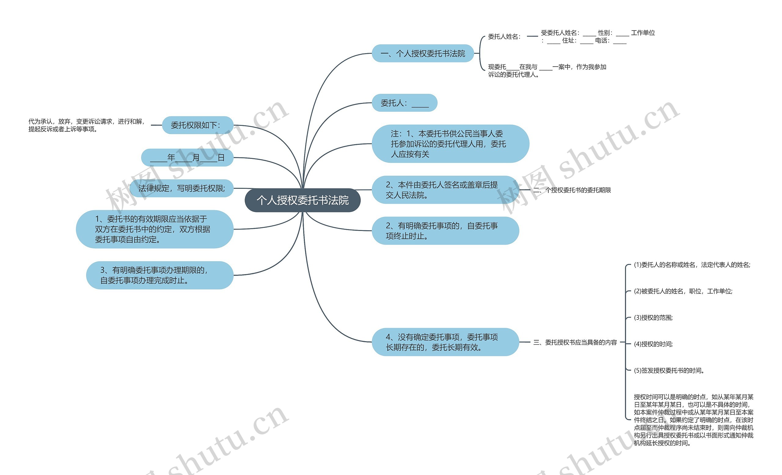 个人授权委托书法院思维导图