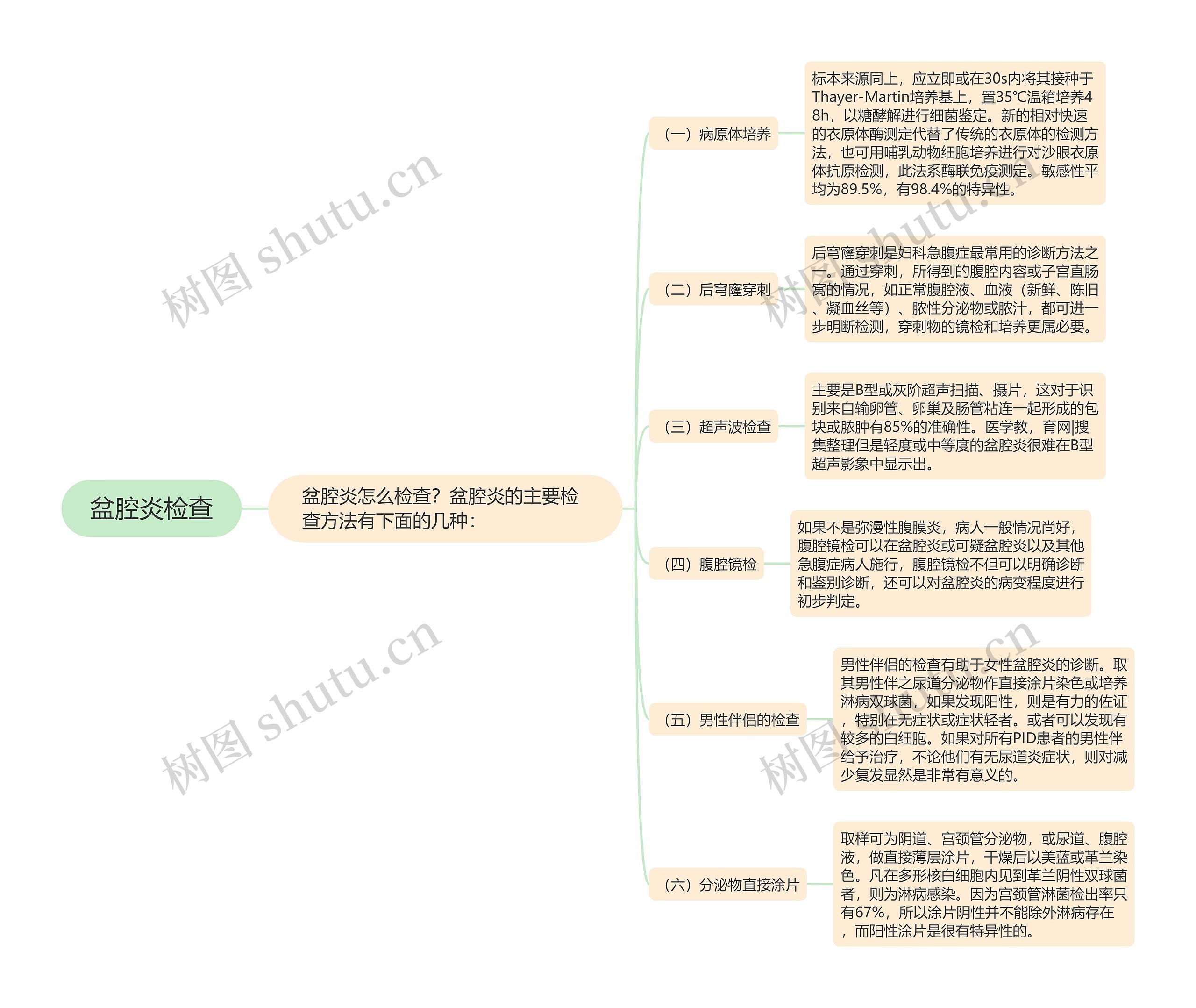 盆腔炎检查思维导图