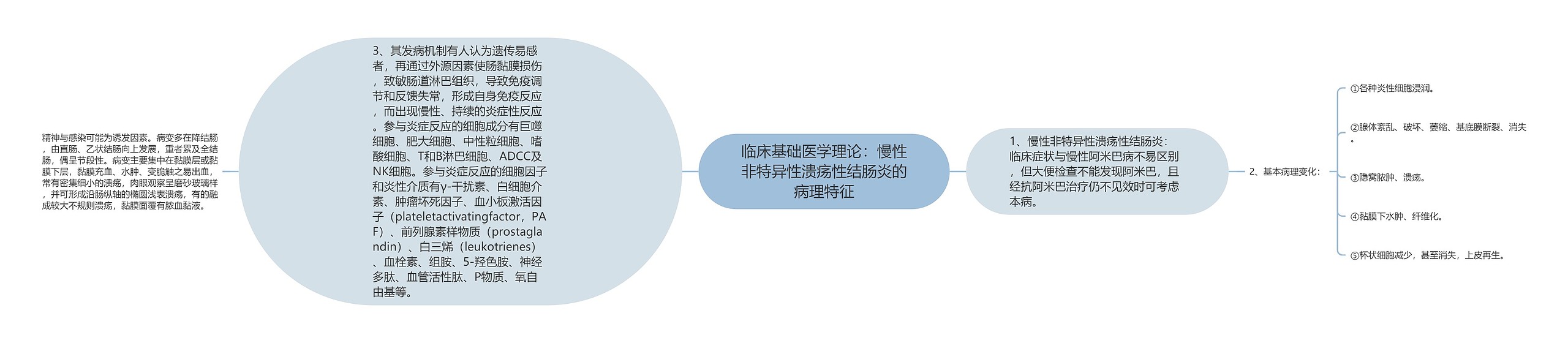 临床基础医学理论：慢性非特异性溃疡性结肠炎的病理特征思维导图