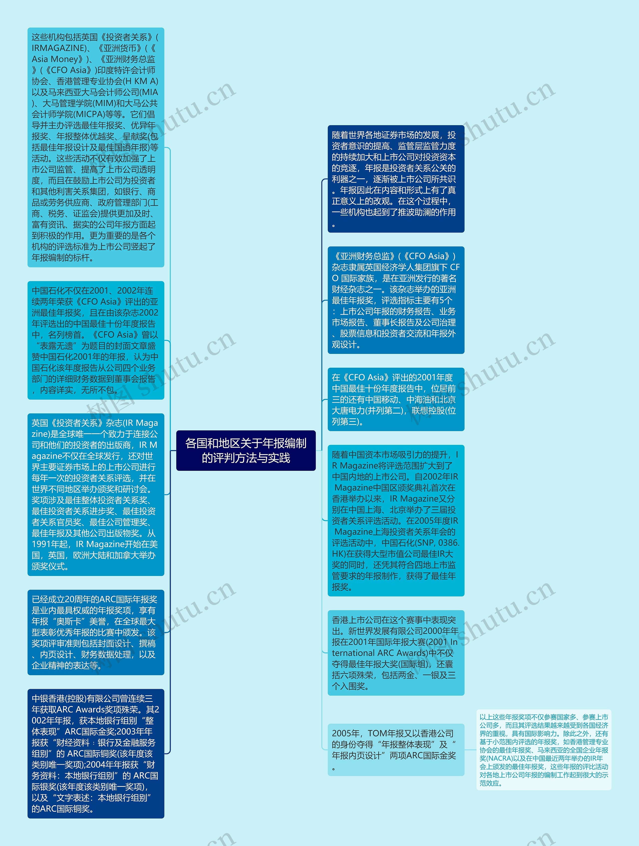 各国和地区关于年报编制的评判方法与实践思维导图