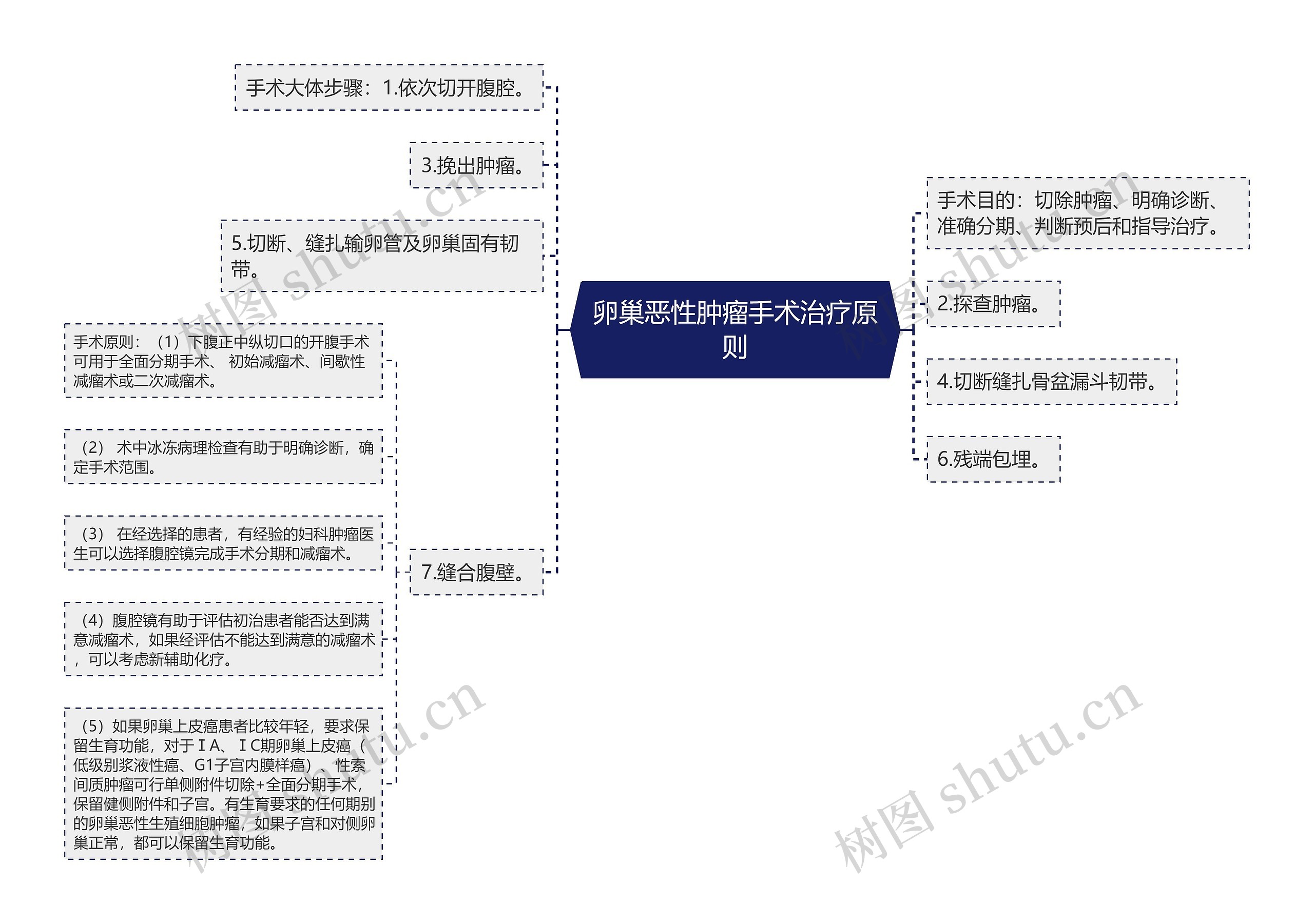 卵巢恶性肿瘤手术治疗原则思维导图