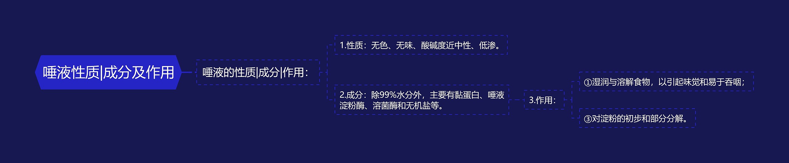 唾液性质|成分及作用思维导图