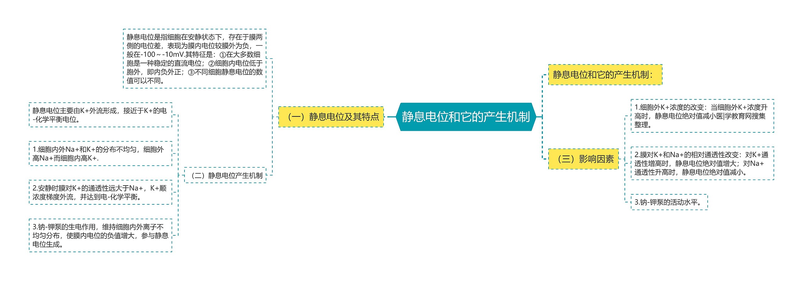 静息电位和它的产生机制思维导图