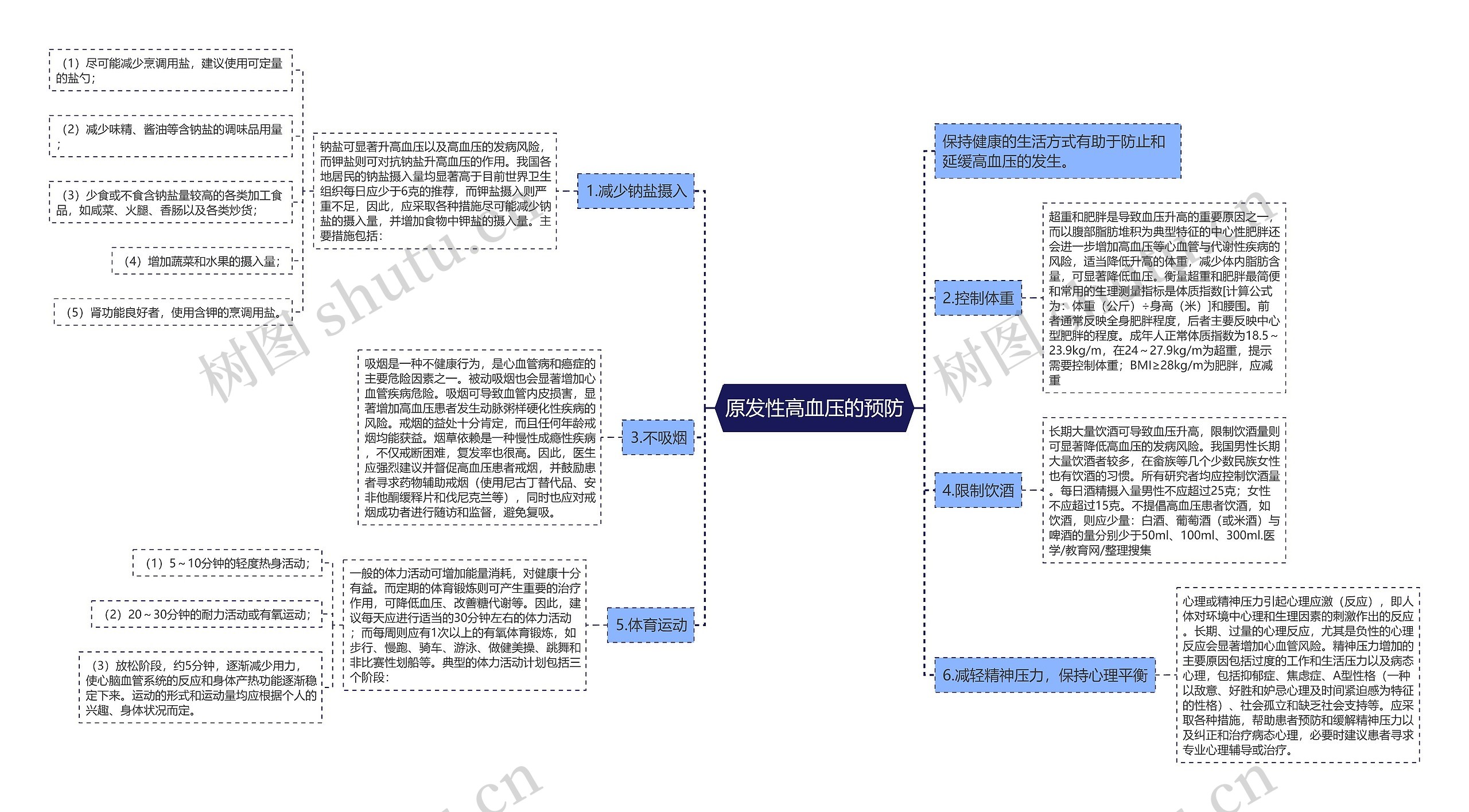 原发性高血压的预防思维导图