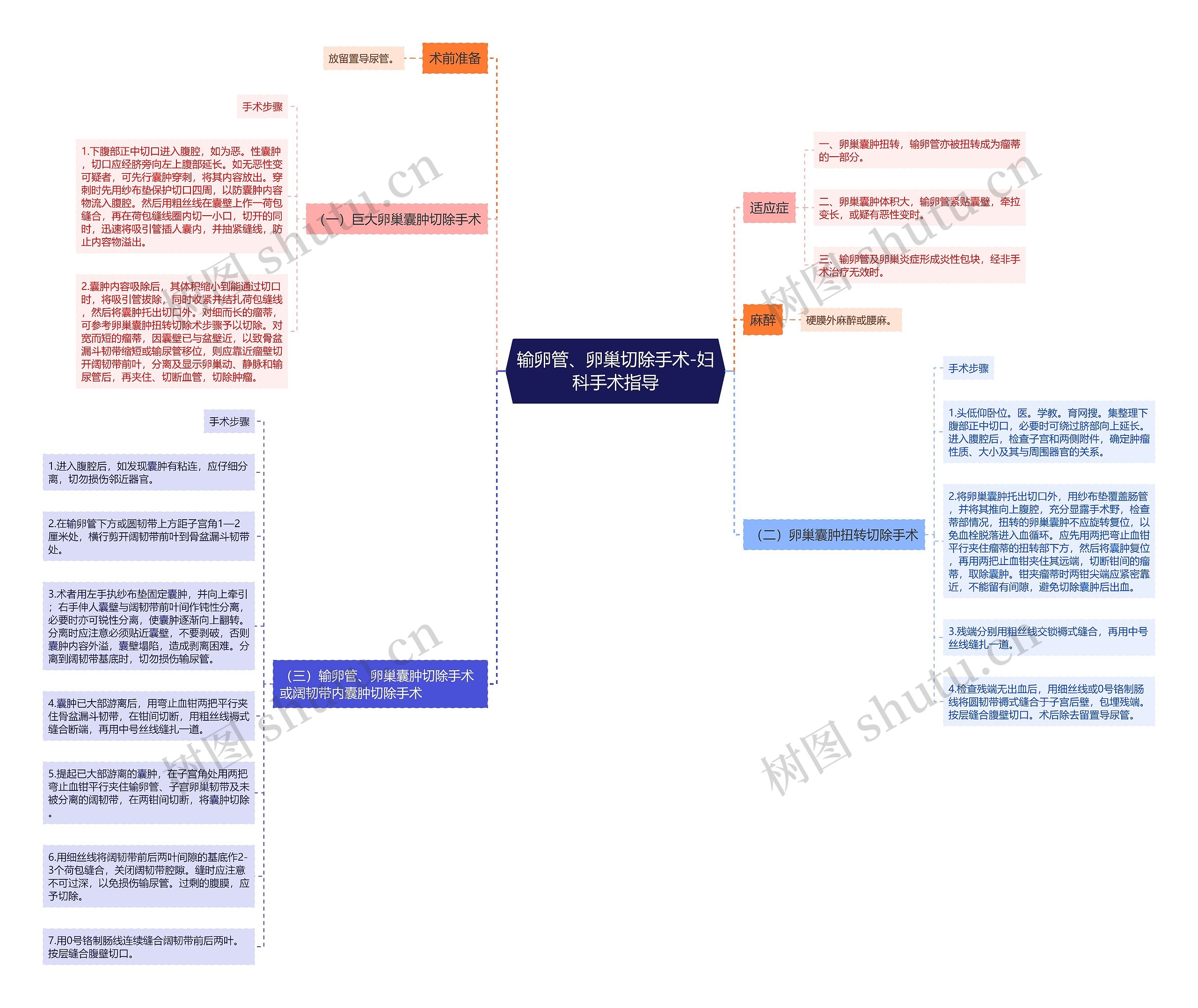 输卵管、卵巢切除手术-妇科手术指导思维导图