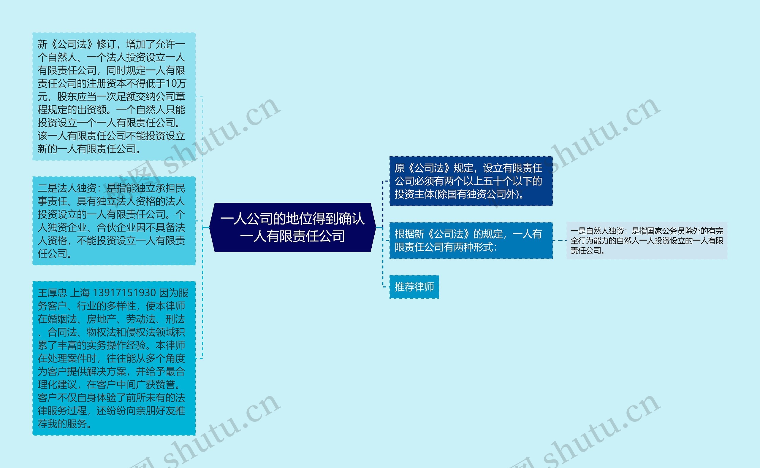 一人公司的地位得到确认一人有限责任公司思维导图