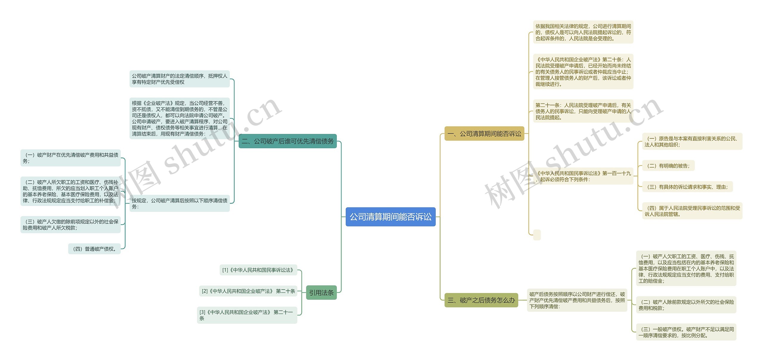 公司清算期间能否诉讼思维导图