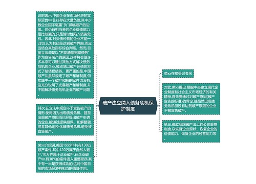 破产法应纳入债务危机保护制度