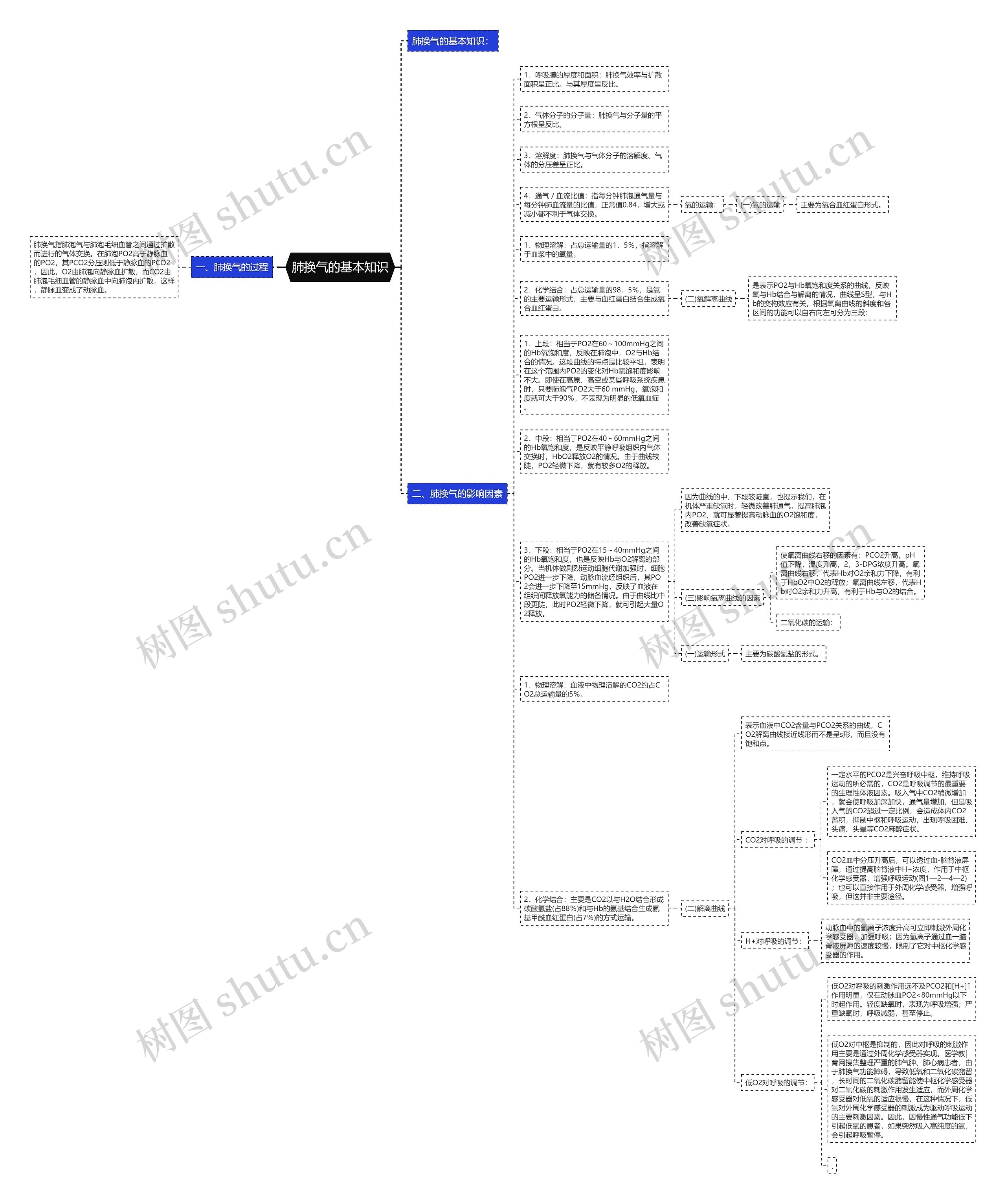 肺换气的基本知识思维导图