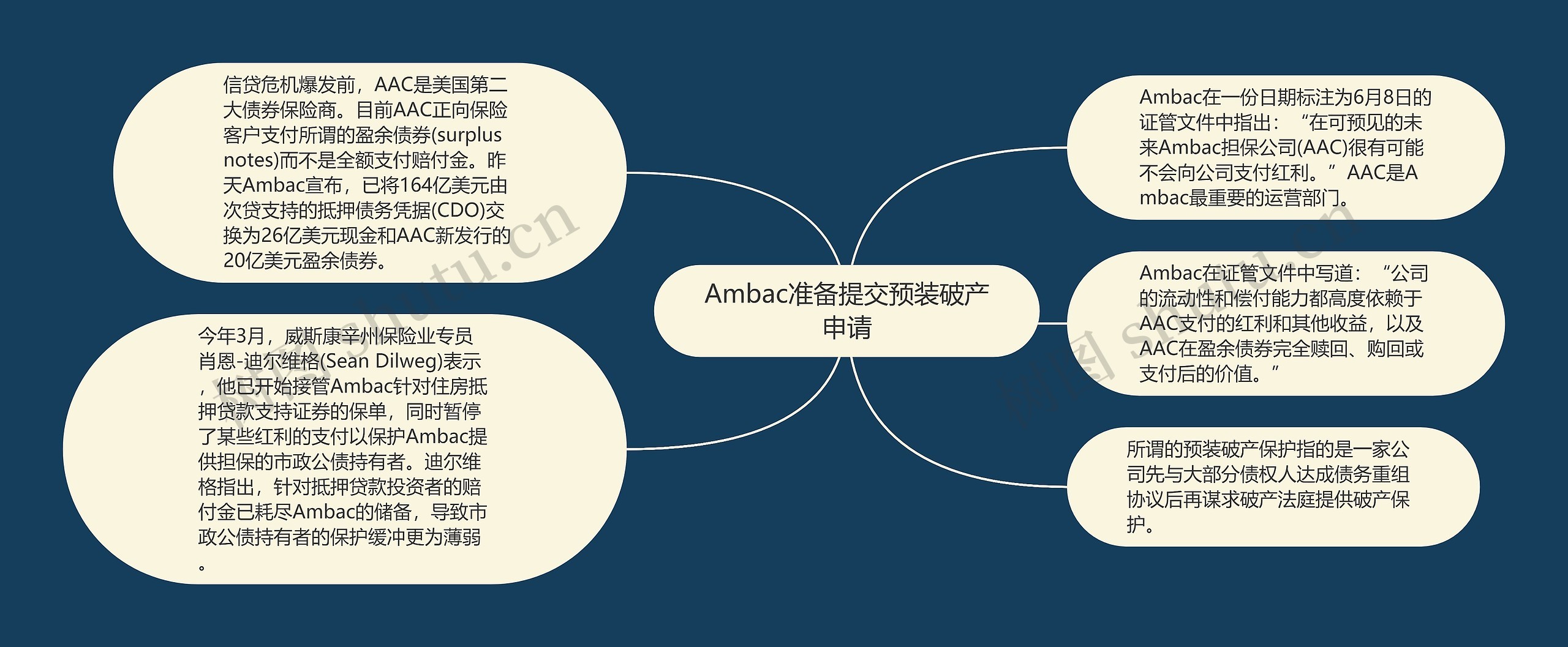 Ambac准备提交预装破产申请思维导图