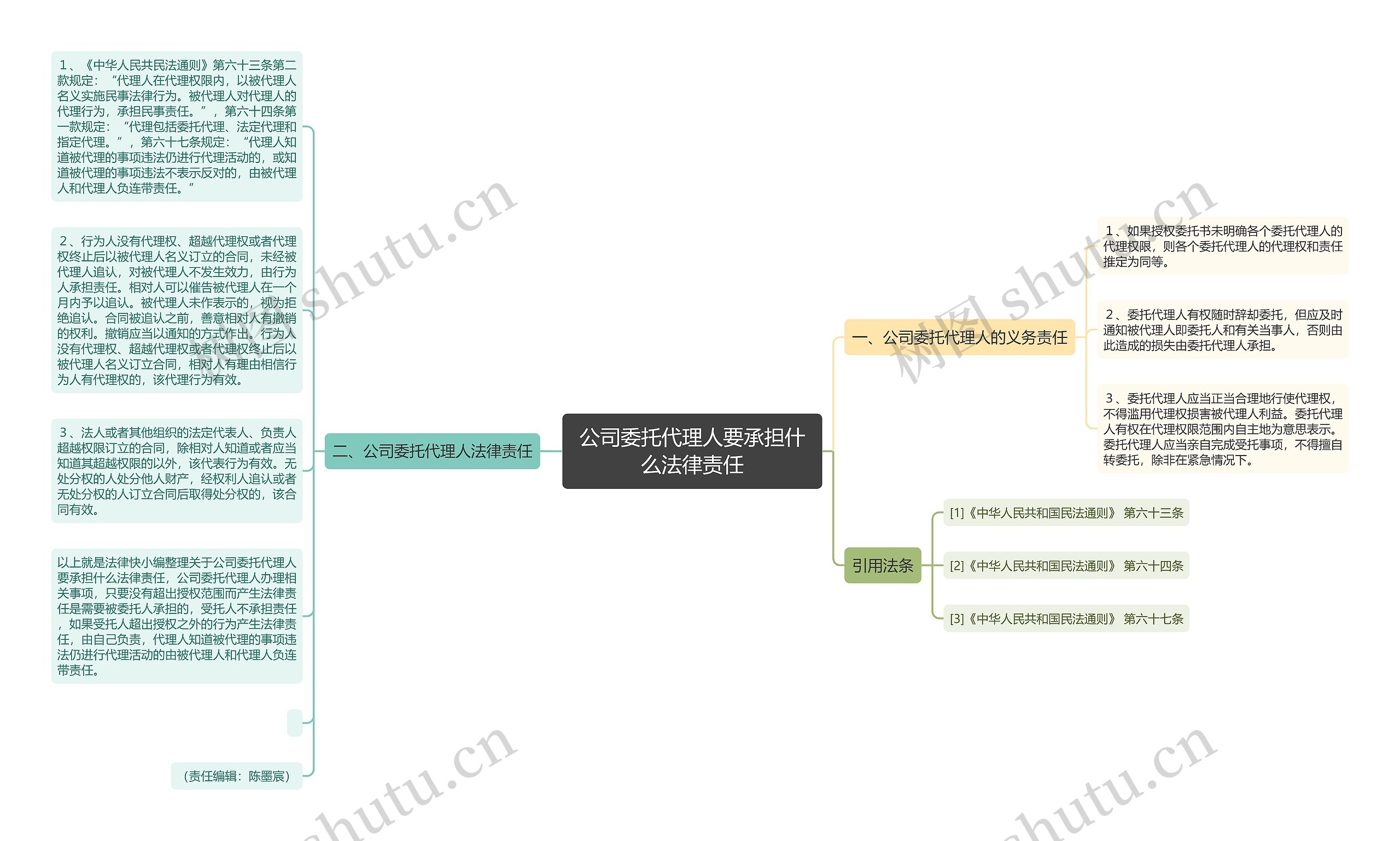 公司委托代理人要承担什么法律责任思维导图