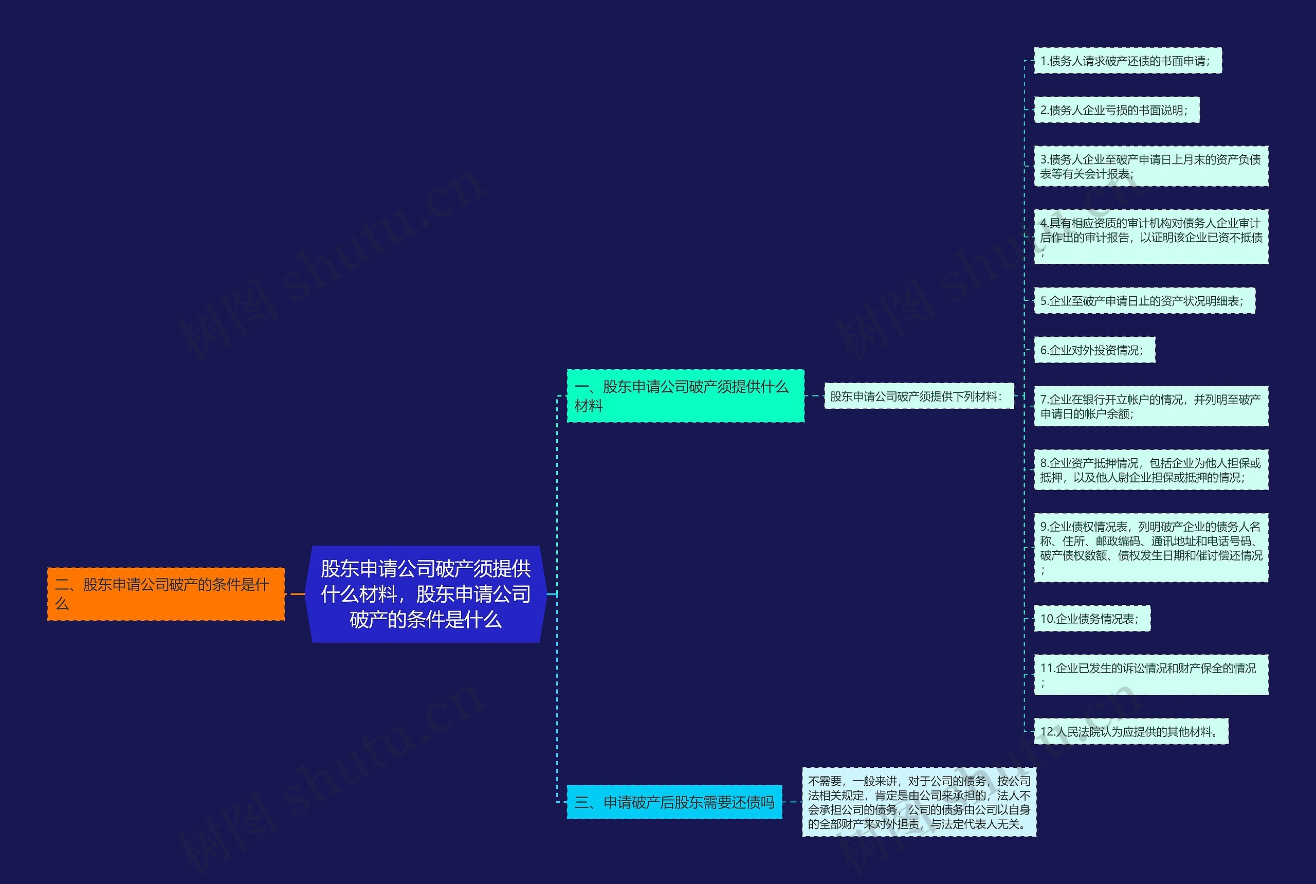 股东申请公司破产须提供什么材料，股东申请公司破产的条件是什么思维导图