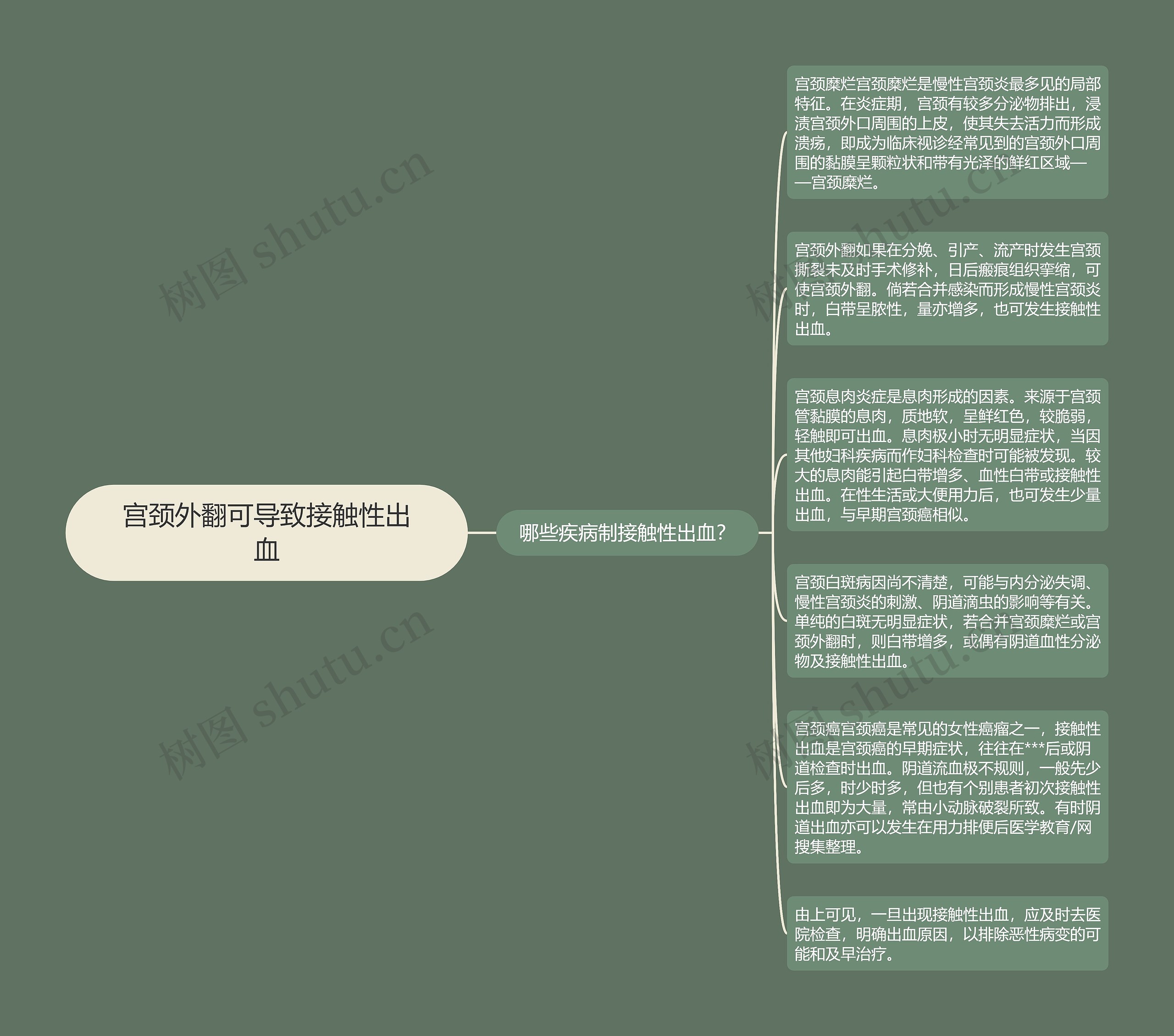 宫颈外翻可导致接触性出血思维导图